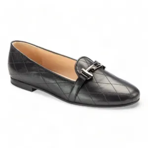 1633 - Black Soft Leather Smoking Loafer for Girl/Teen/Women by London Kids