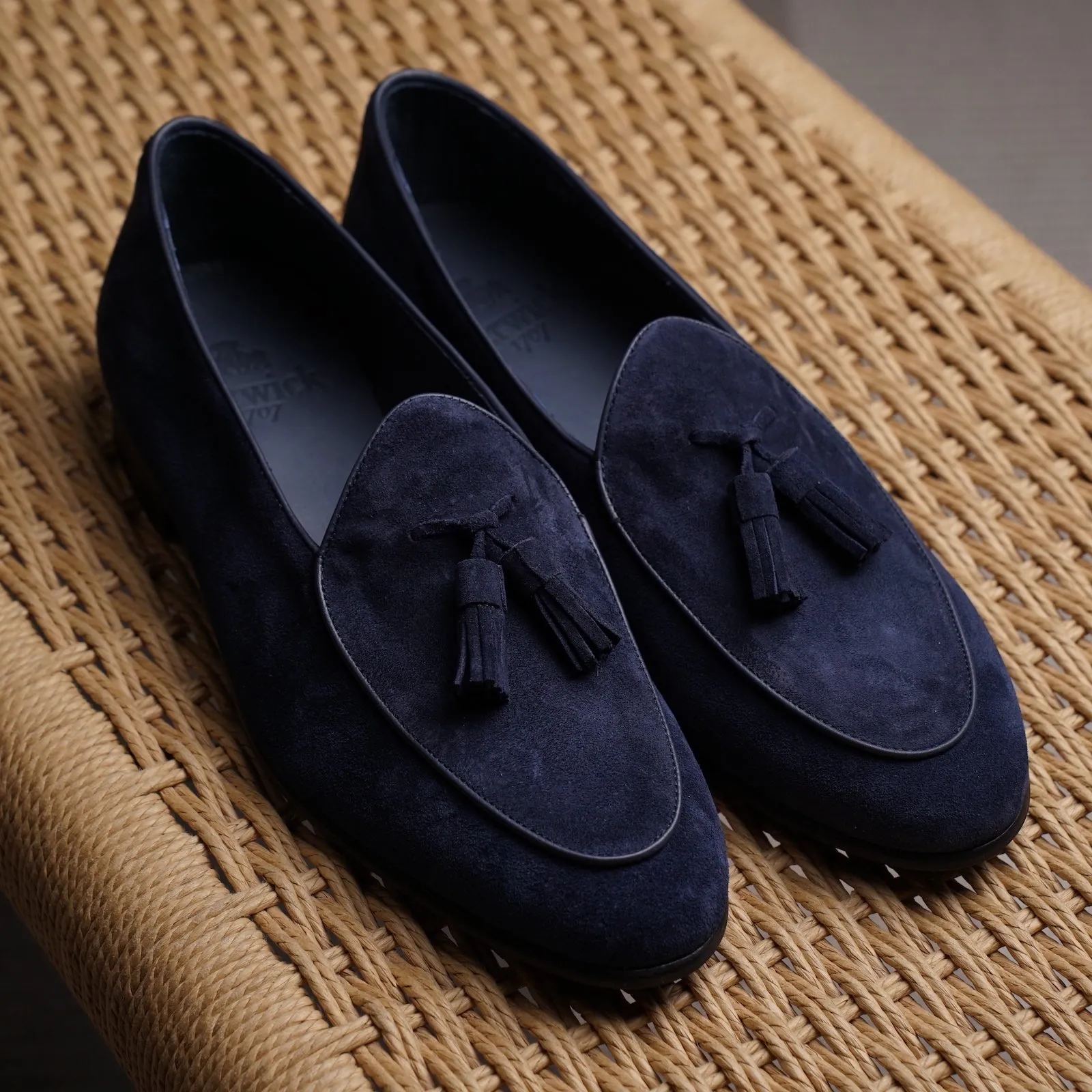 Belgian Tassel Loafer - Midnight Blue Suede