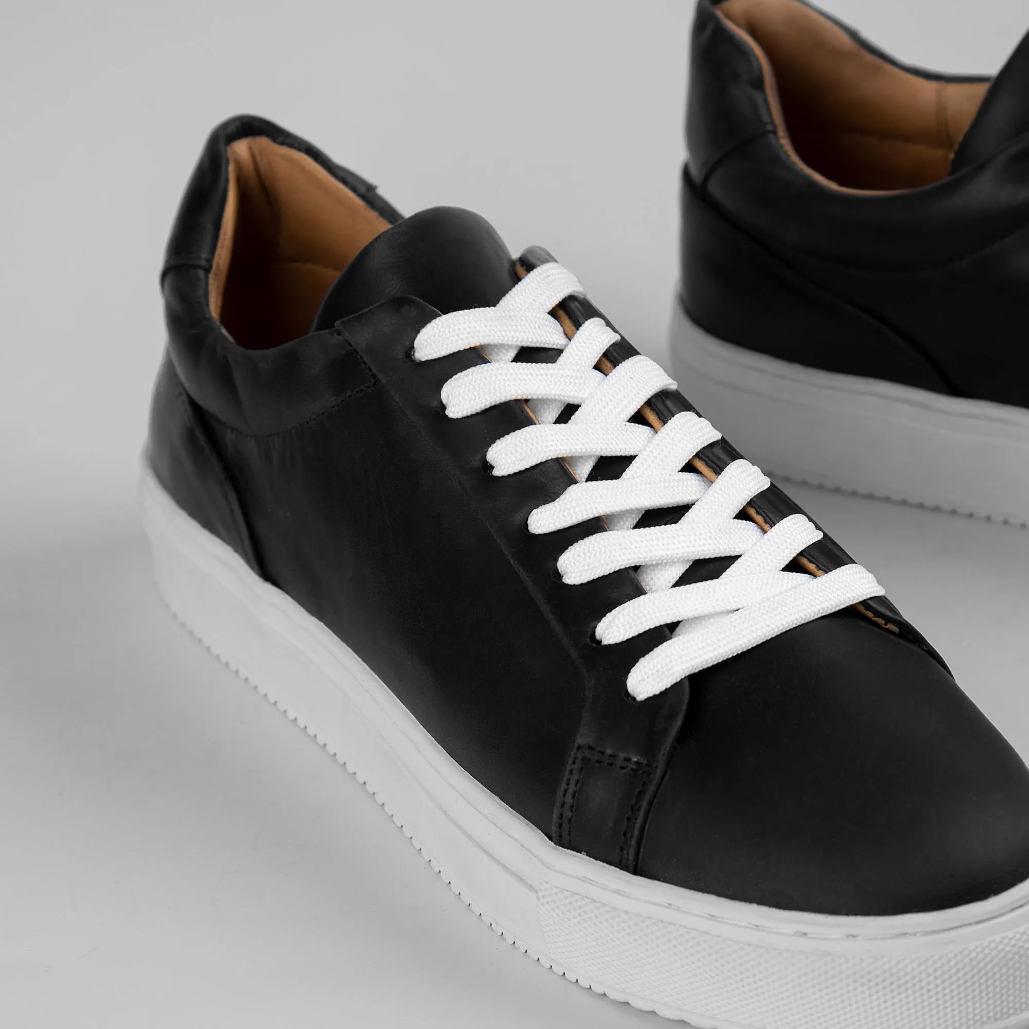 BlackSteel | Plain Black Sneakers