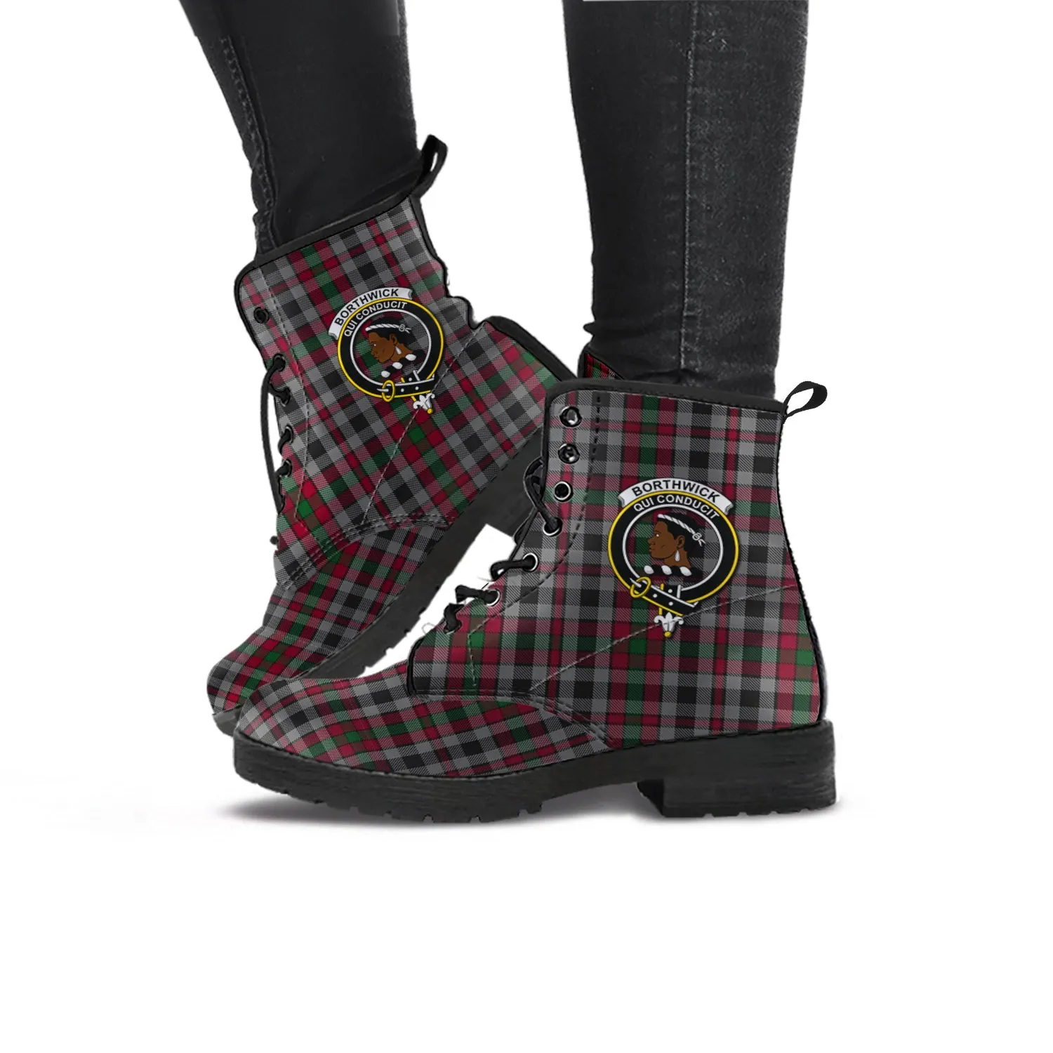 Borthwick Tartan Leather Boots with Family Crest