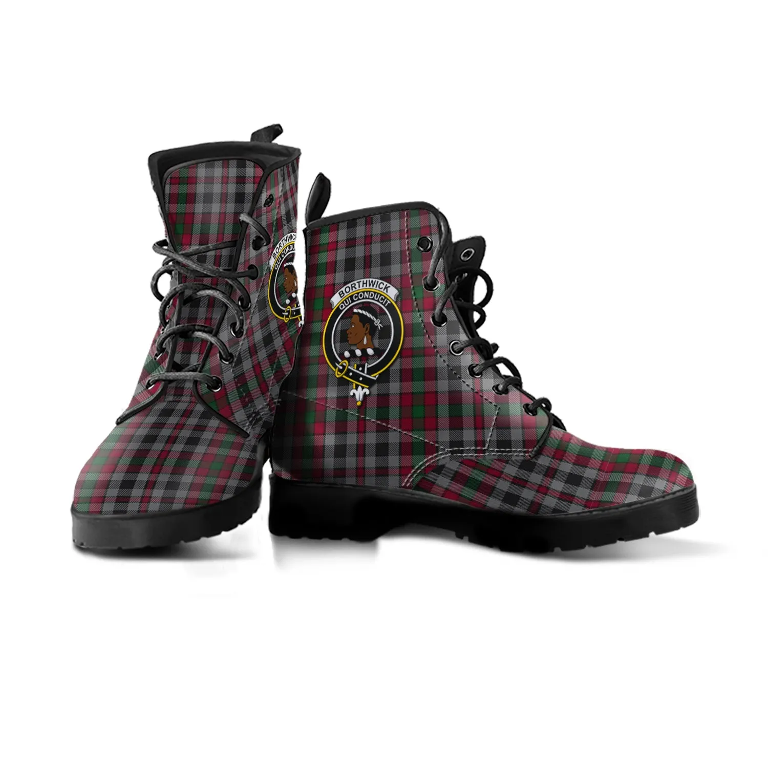 Borthwick Tartan Leather Boots with Family Crest