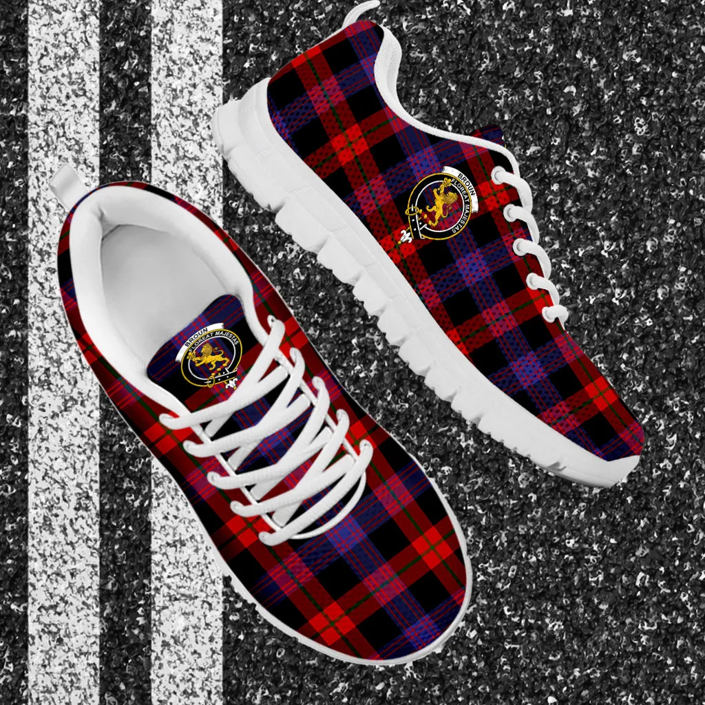 Broun Modern Tartan Sneakers with Family Crest