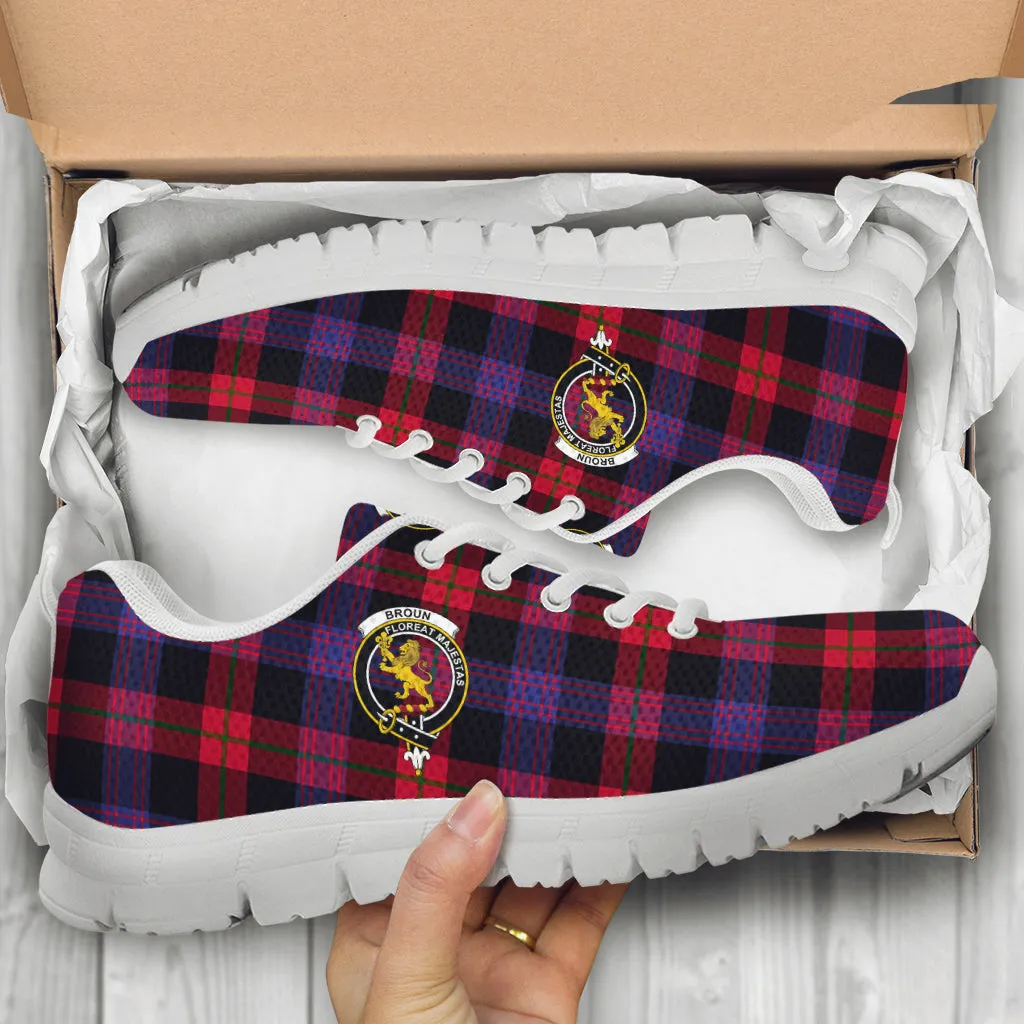 Broun Modern Tartan Sneakers with Family Crest