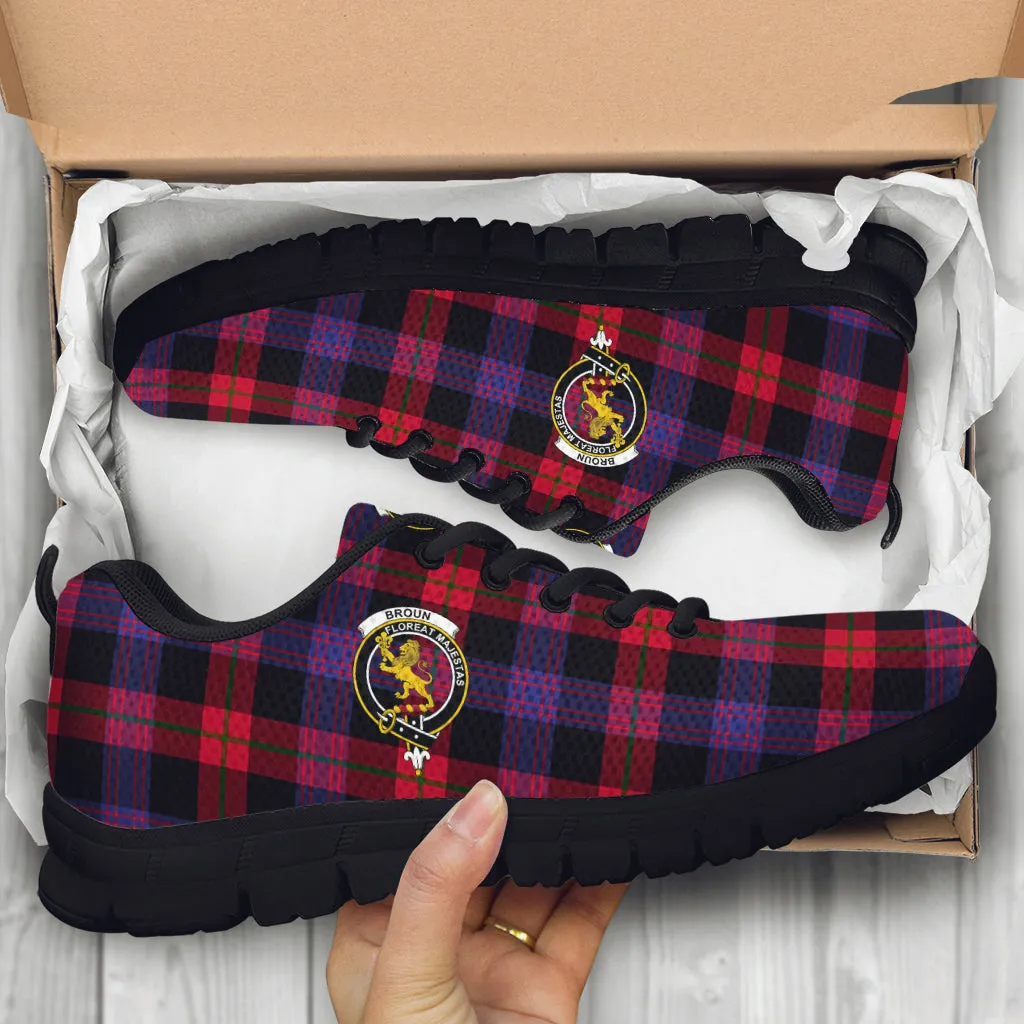 Broun Modern Tartan Sneakers with Family Crest