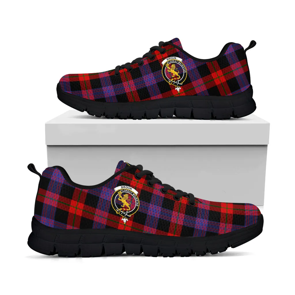 Broun Modern Tartan Sneakers with Family Crest