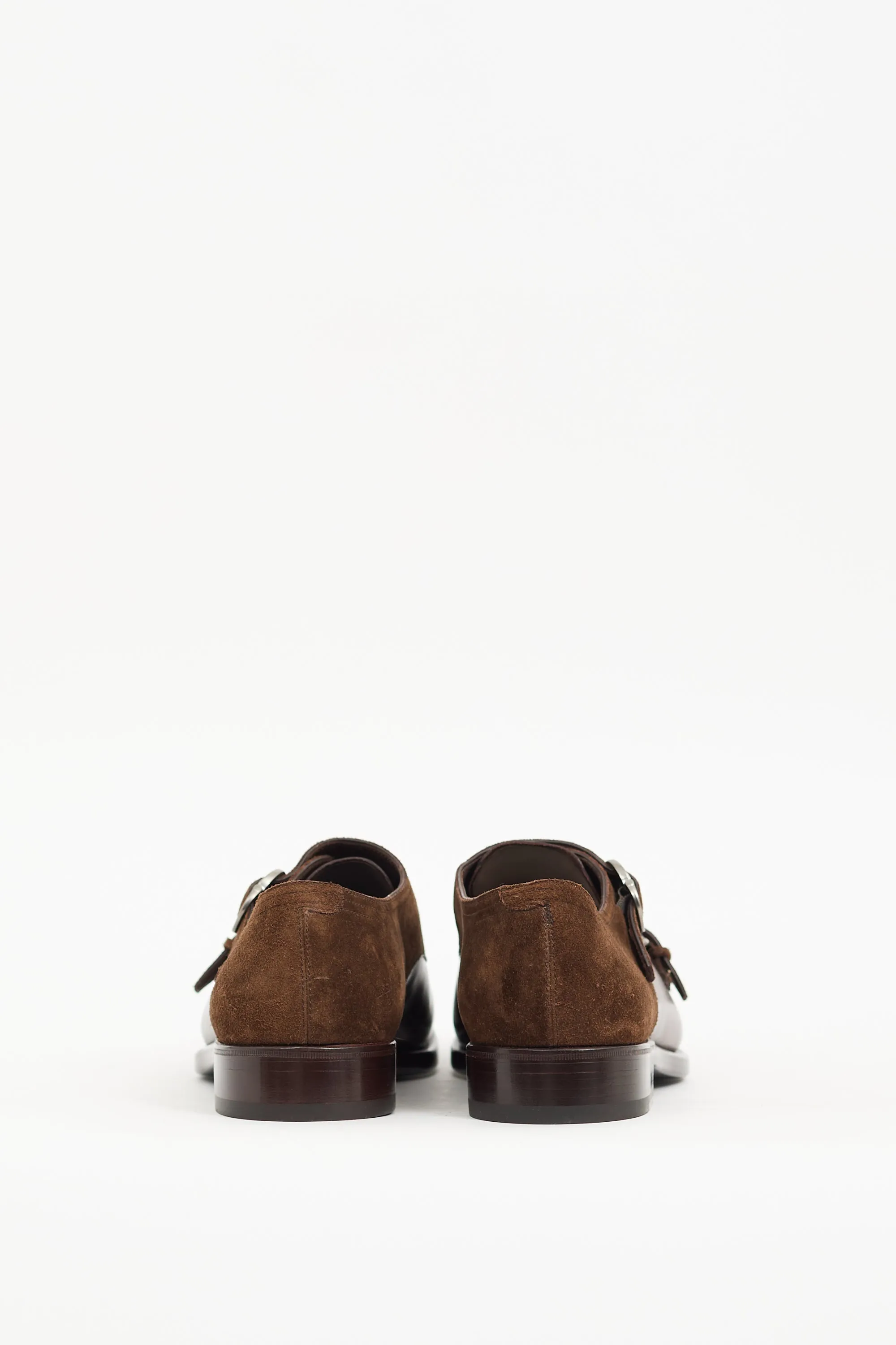 Brown Leather & Suede Monk Strap Loafer