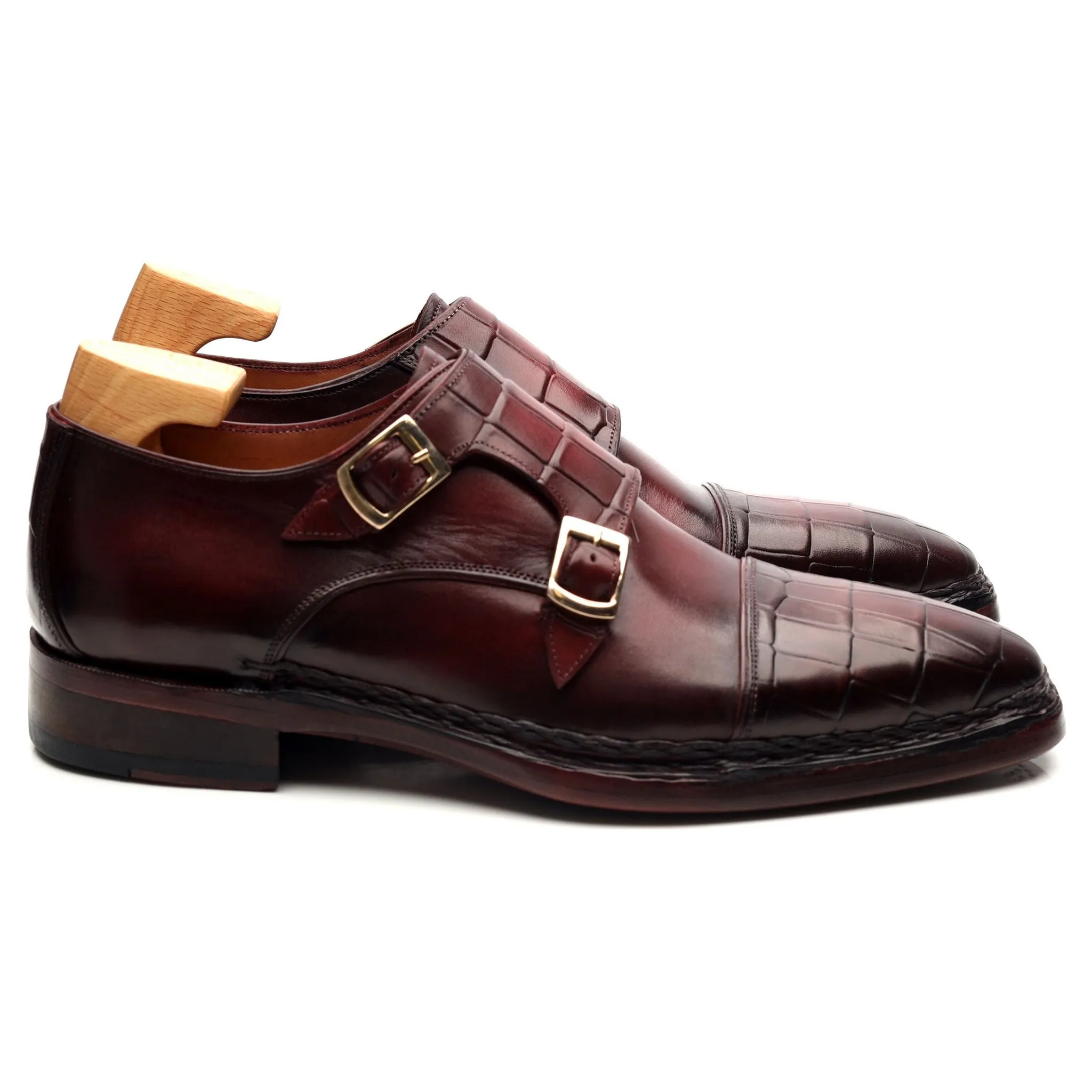 Burgundy Leather Double Monk Strap UK 6 EU 40