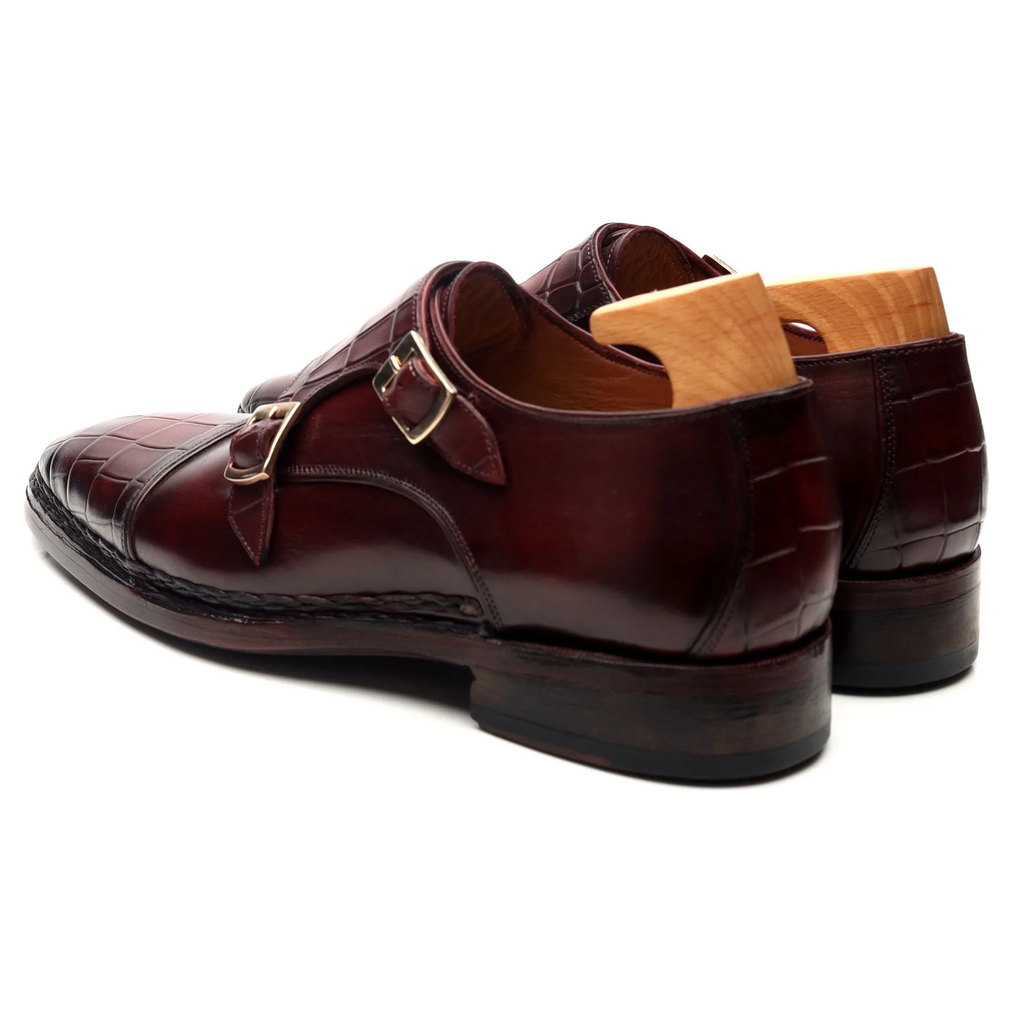 Burgundy Leather Double Monk Strap UK 6 EU 40