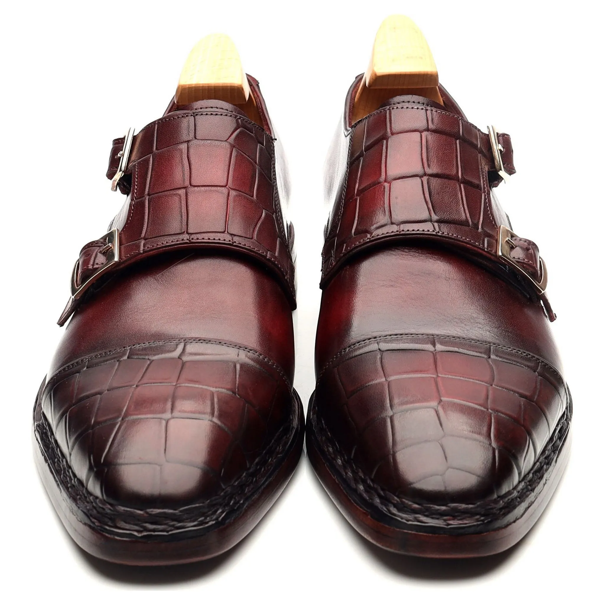 Burgundy Leather Double Monk Strap UK 6 EU 40