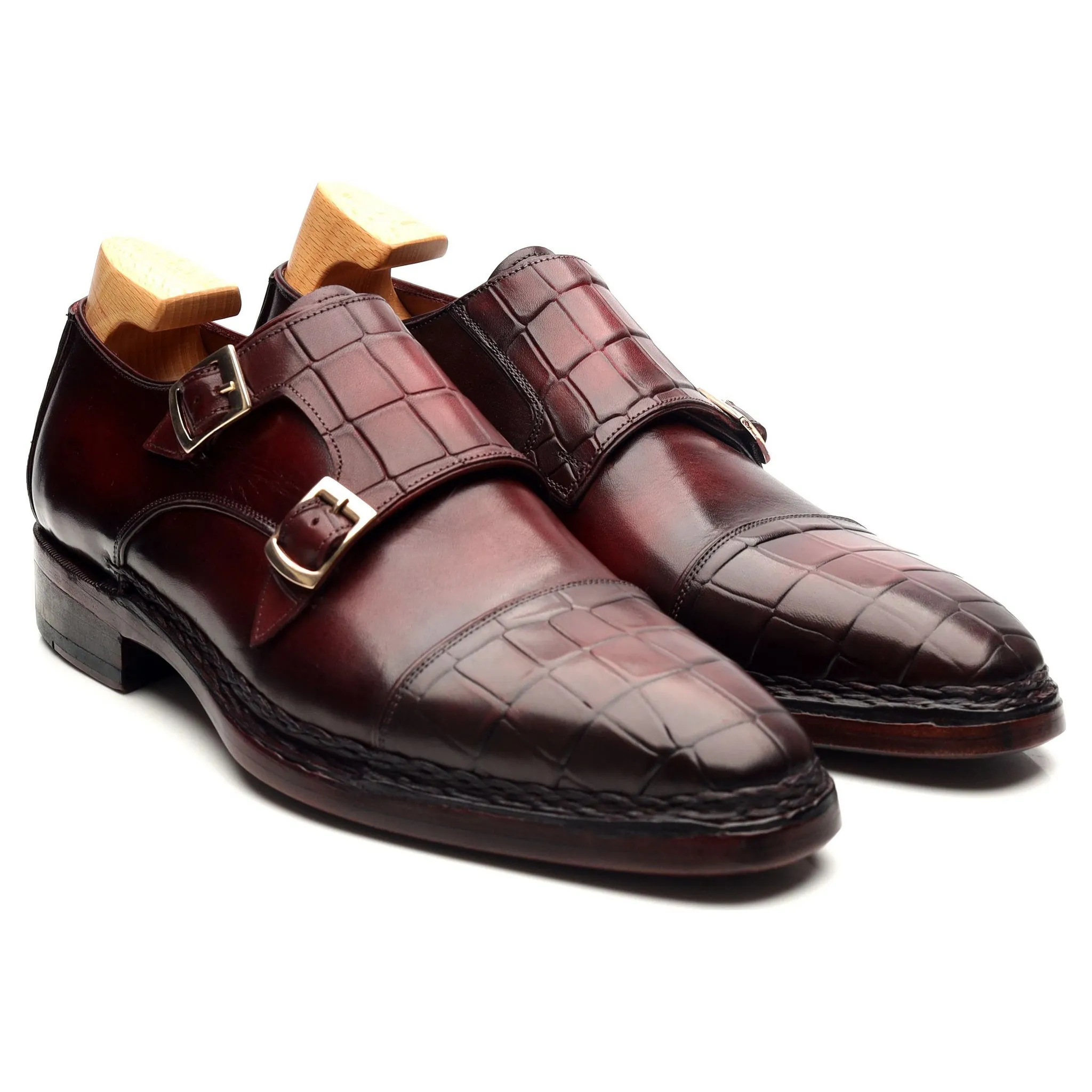 Burgundy Leather Double Monk Strap UK 6 EU 40