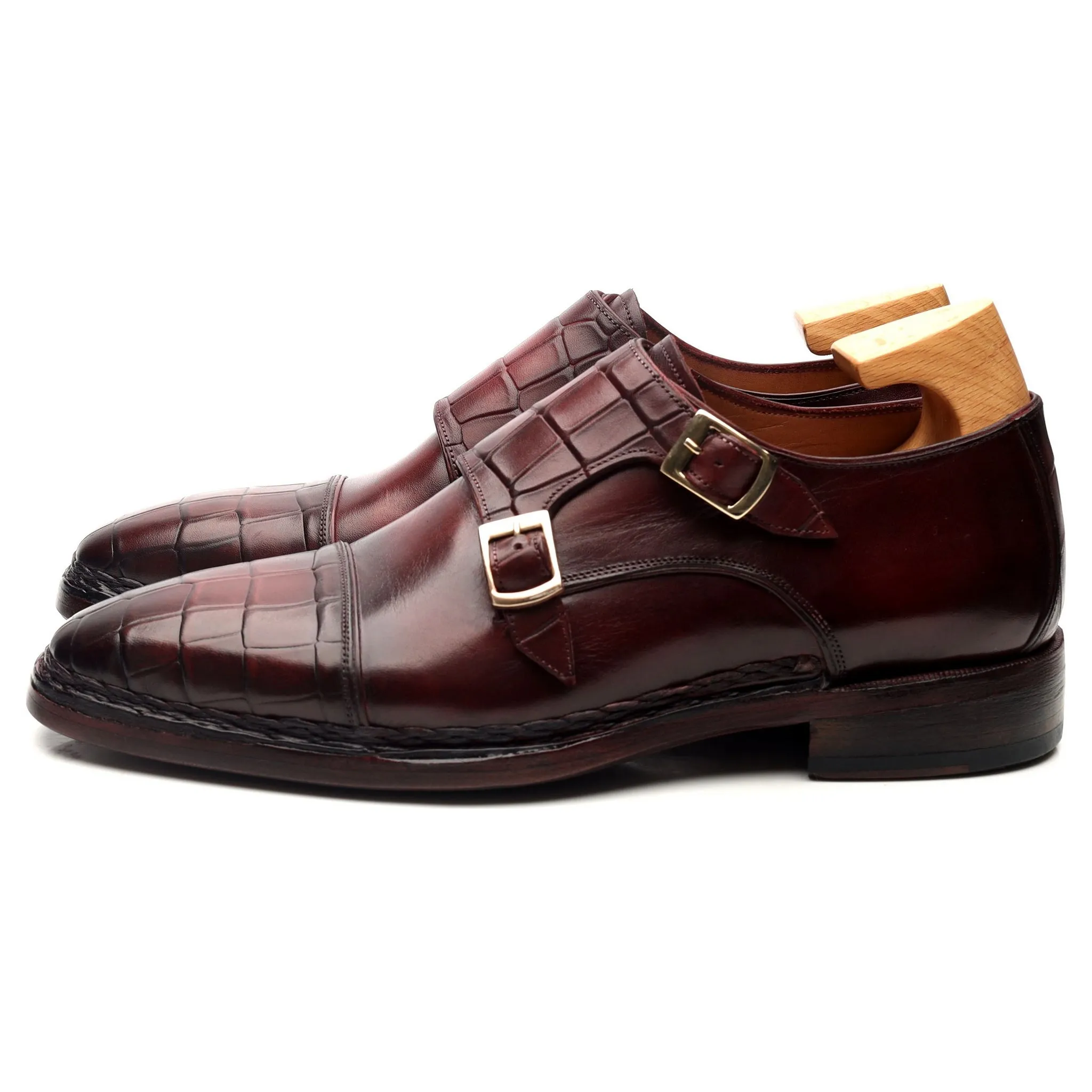 Burgundy Leather Double Monk Strap UK 6 EU 40