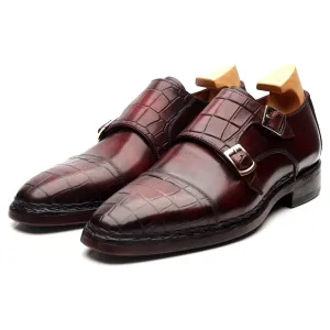 Burgundy Leather Double Monk Strap UK 6 EU 40