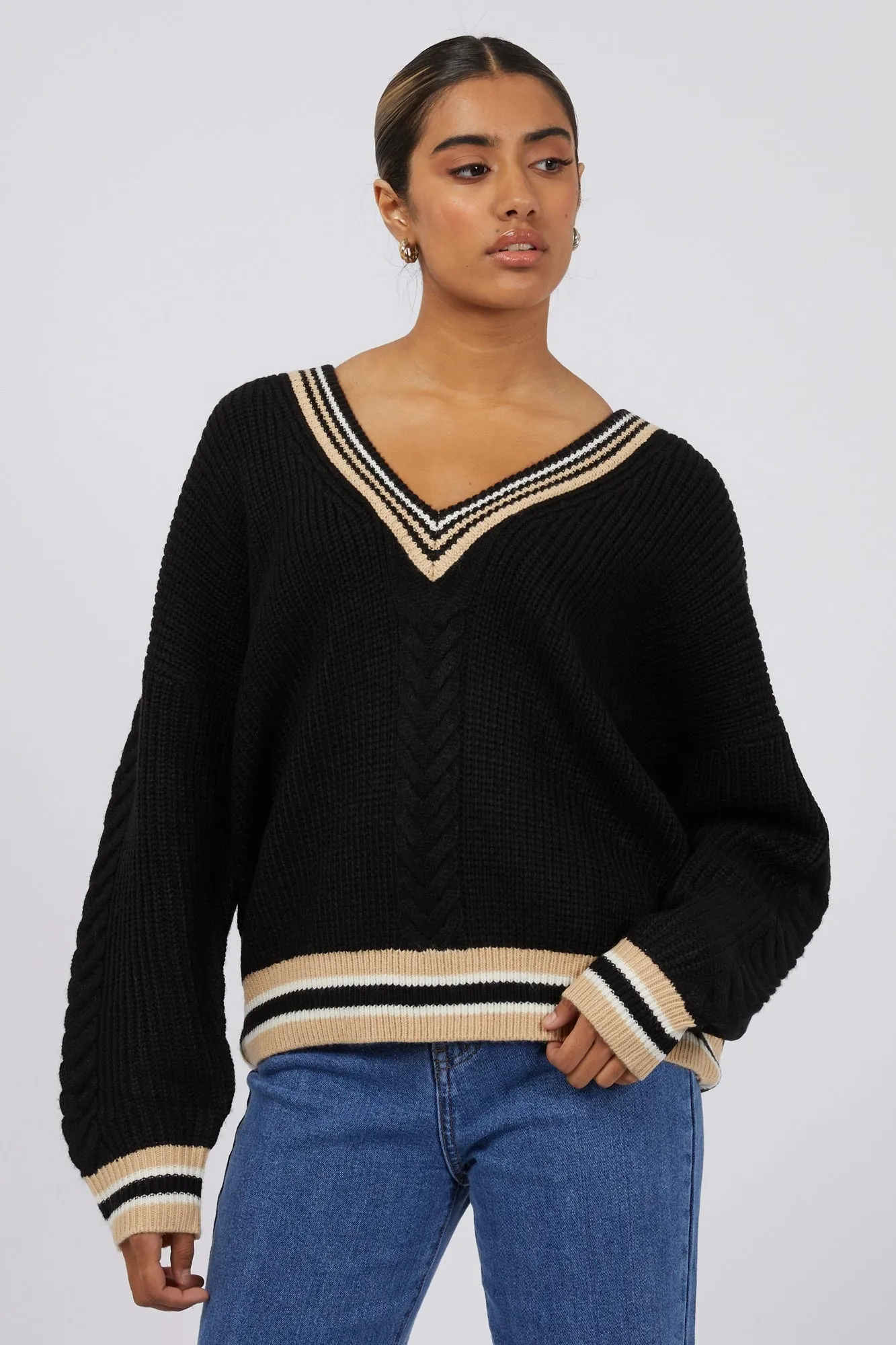 Burkley Black Oat Varsity Knit