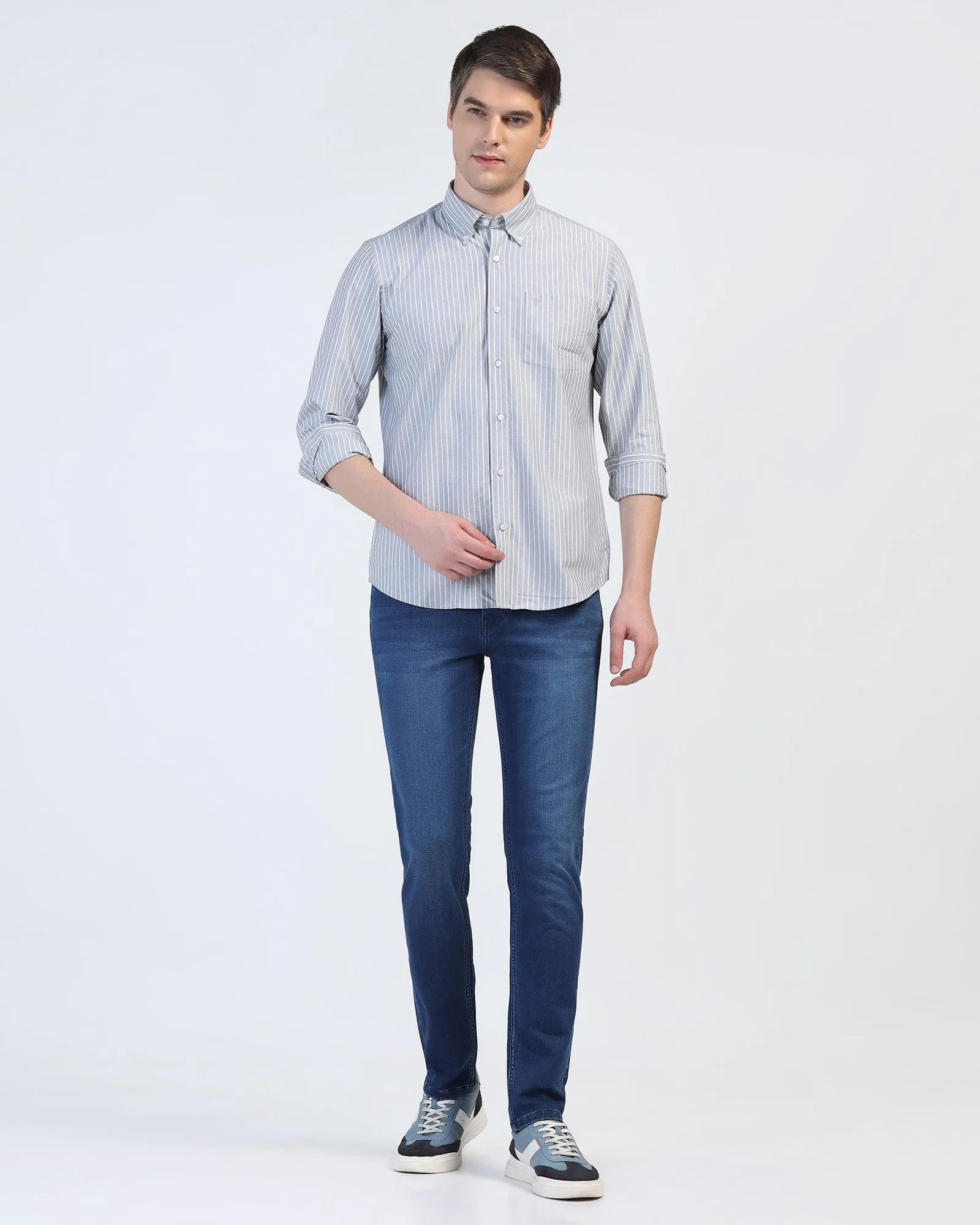 Casual Grey Stripe Shirt - Reda