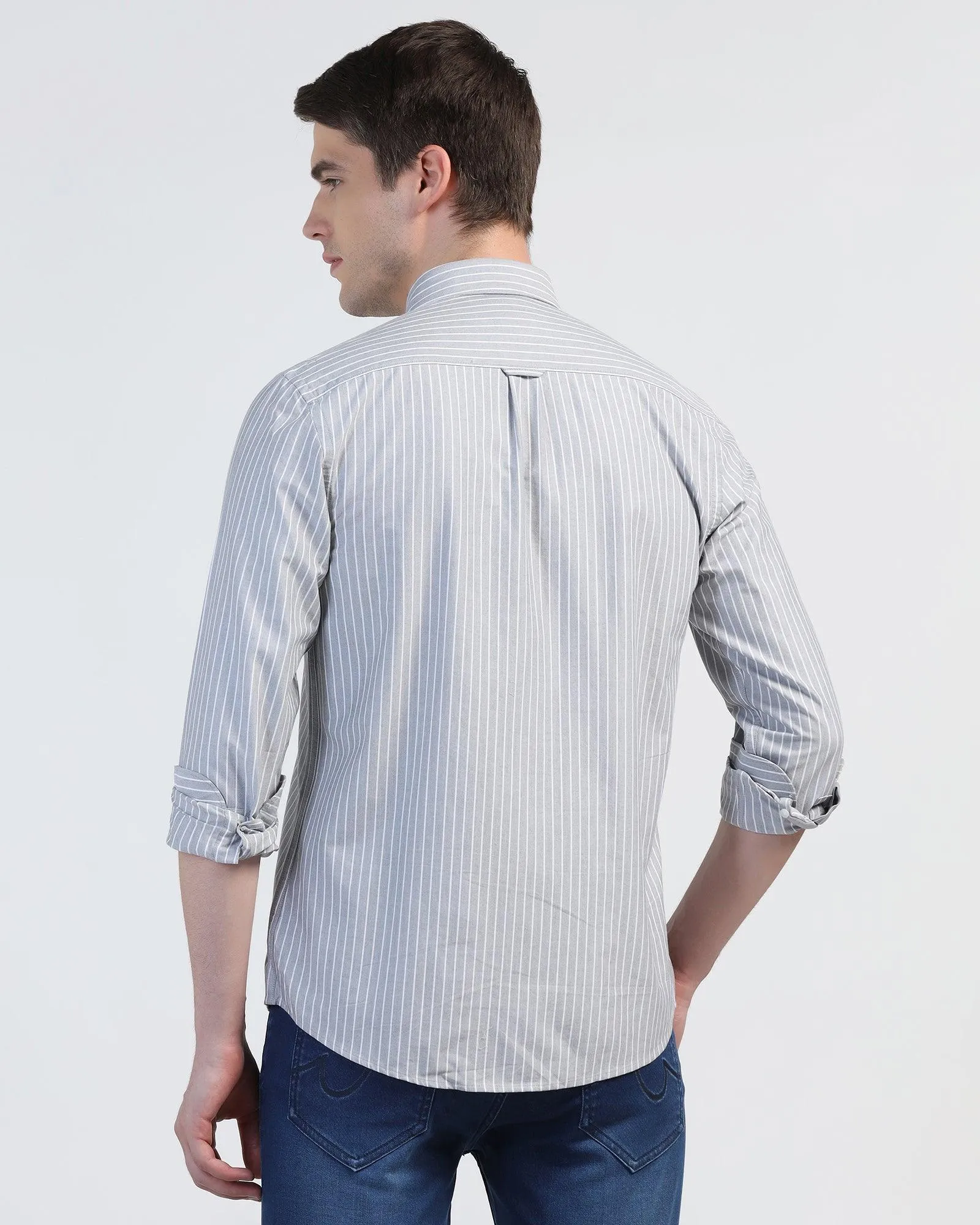 Casual Grey Stripe Shirt - Reda