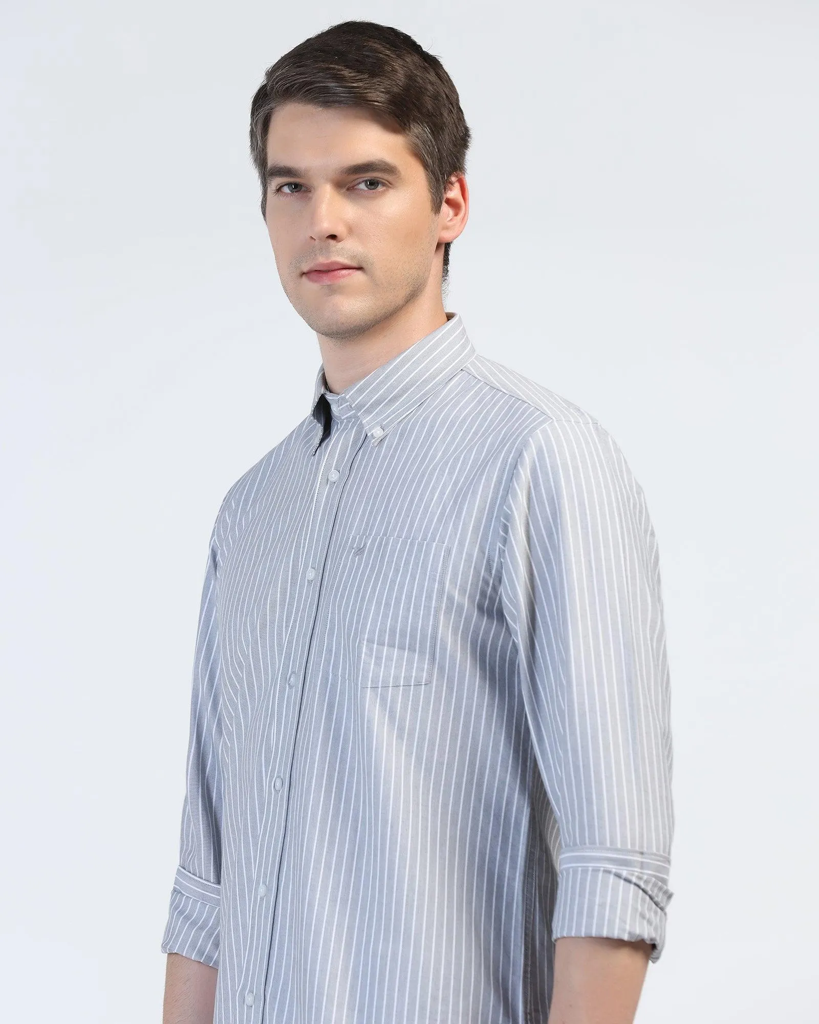 Casual Grey Stripe Shirt - Reda