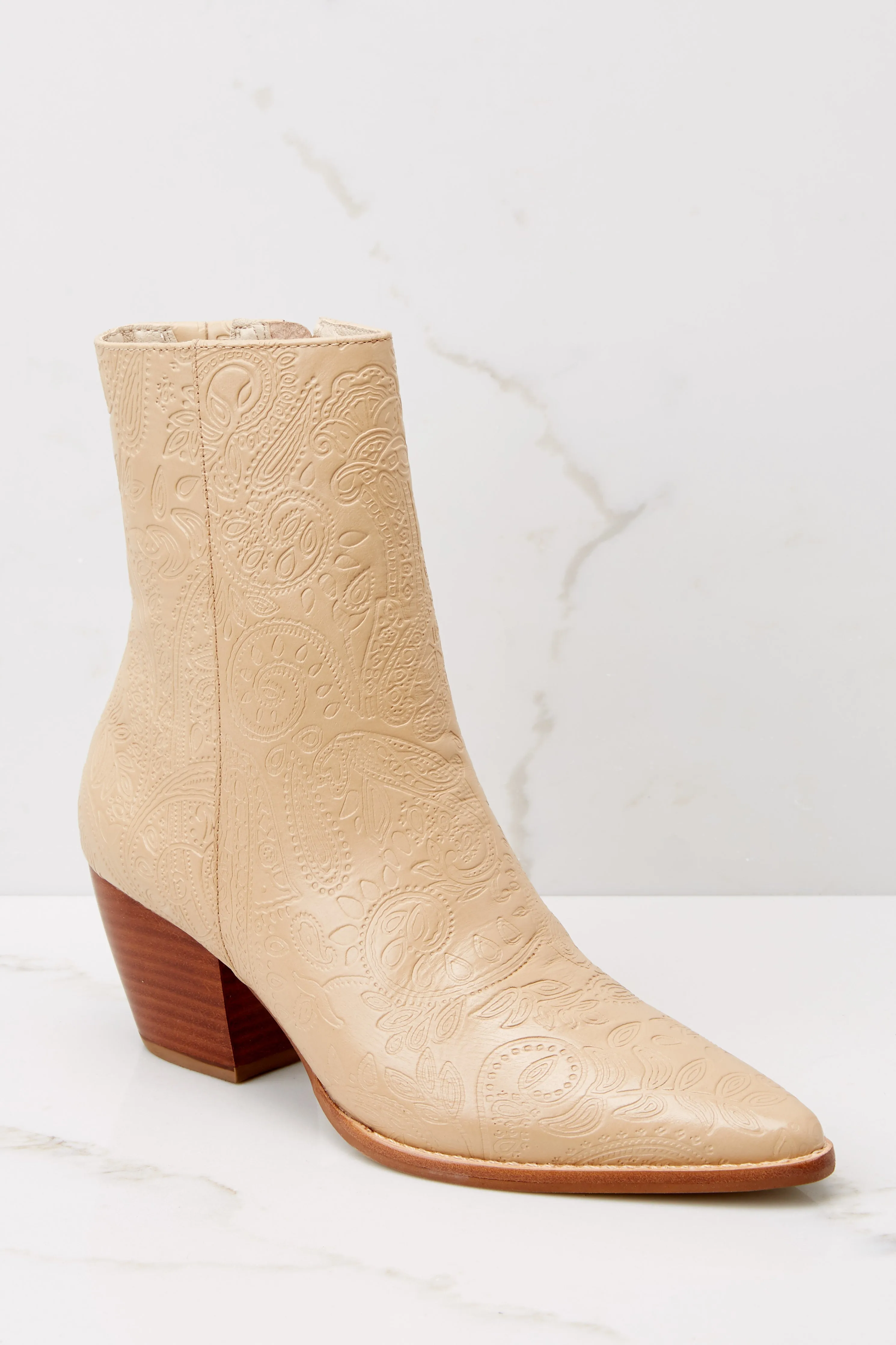 Caty Natural Paisley Ankle Boots