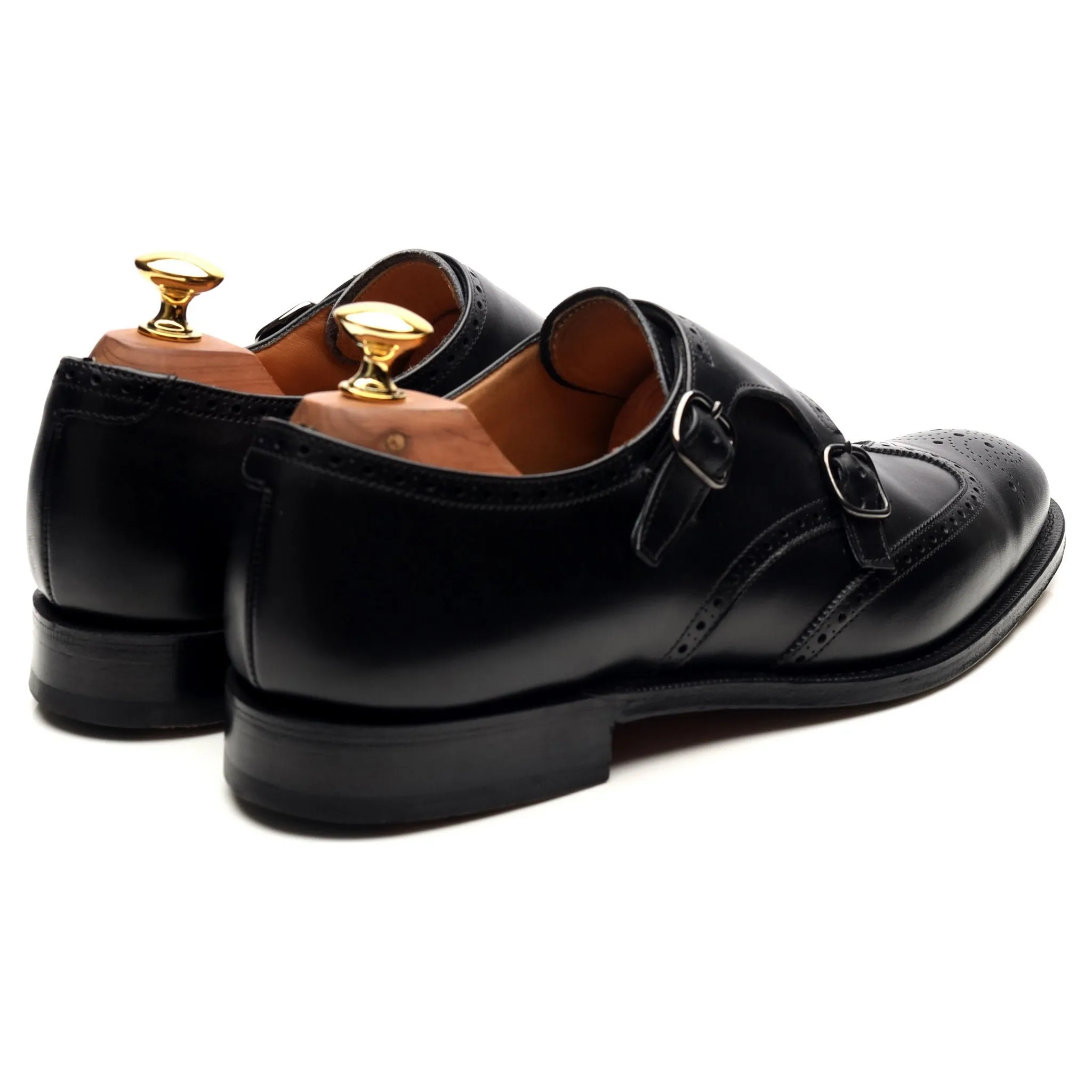 'Chicago' Black Leather Double Monk Strap UK 6.5 F