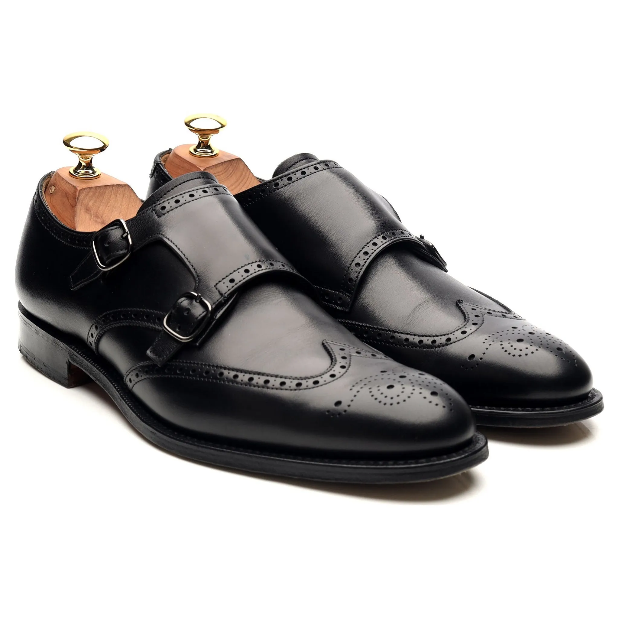 'Chicago' Black Leather Double Monk Strap UK 6.5 F