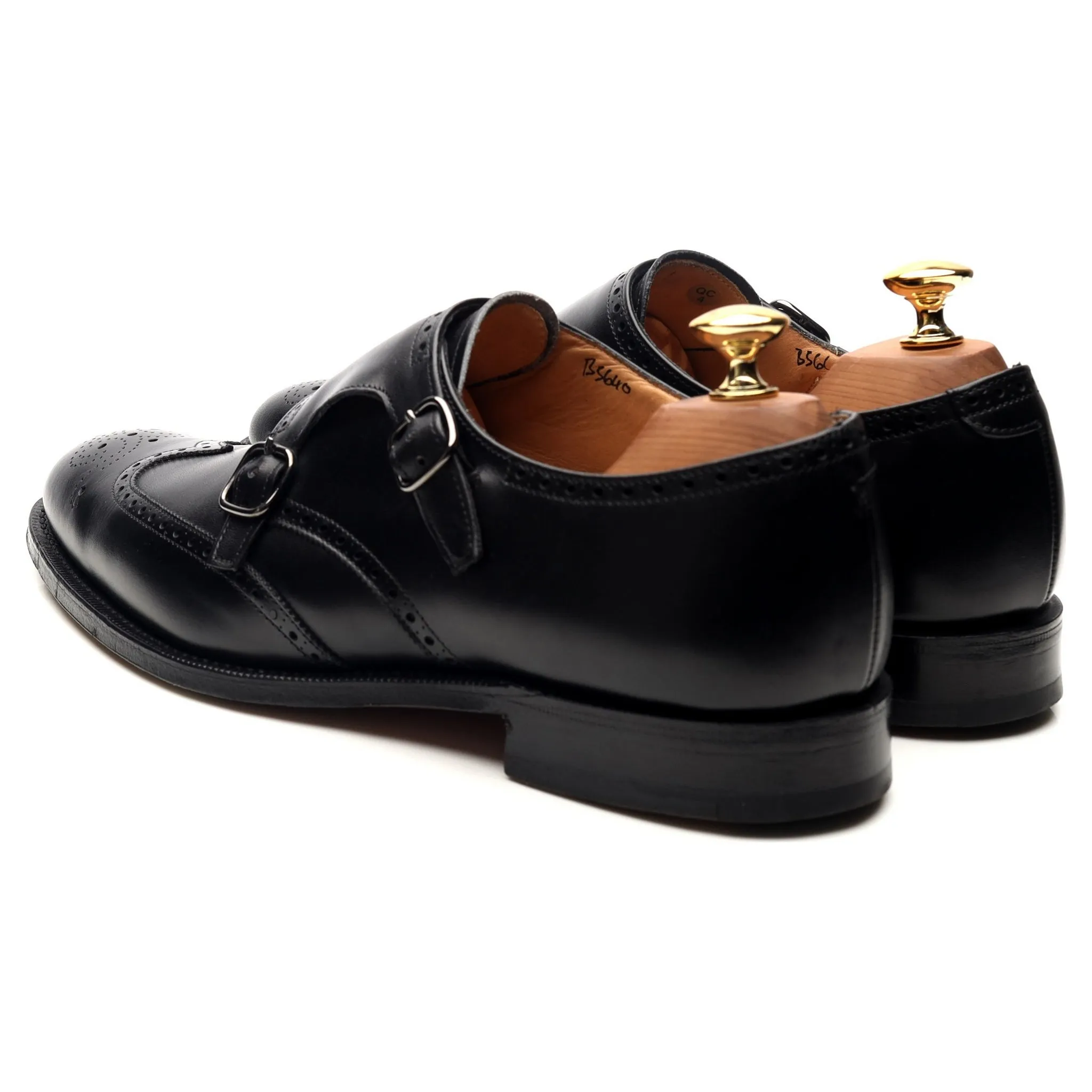 'Chicago' Black Leather Double Monk Strap UK 6.5 F