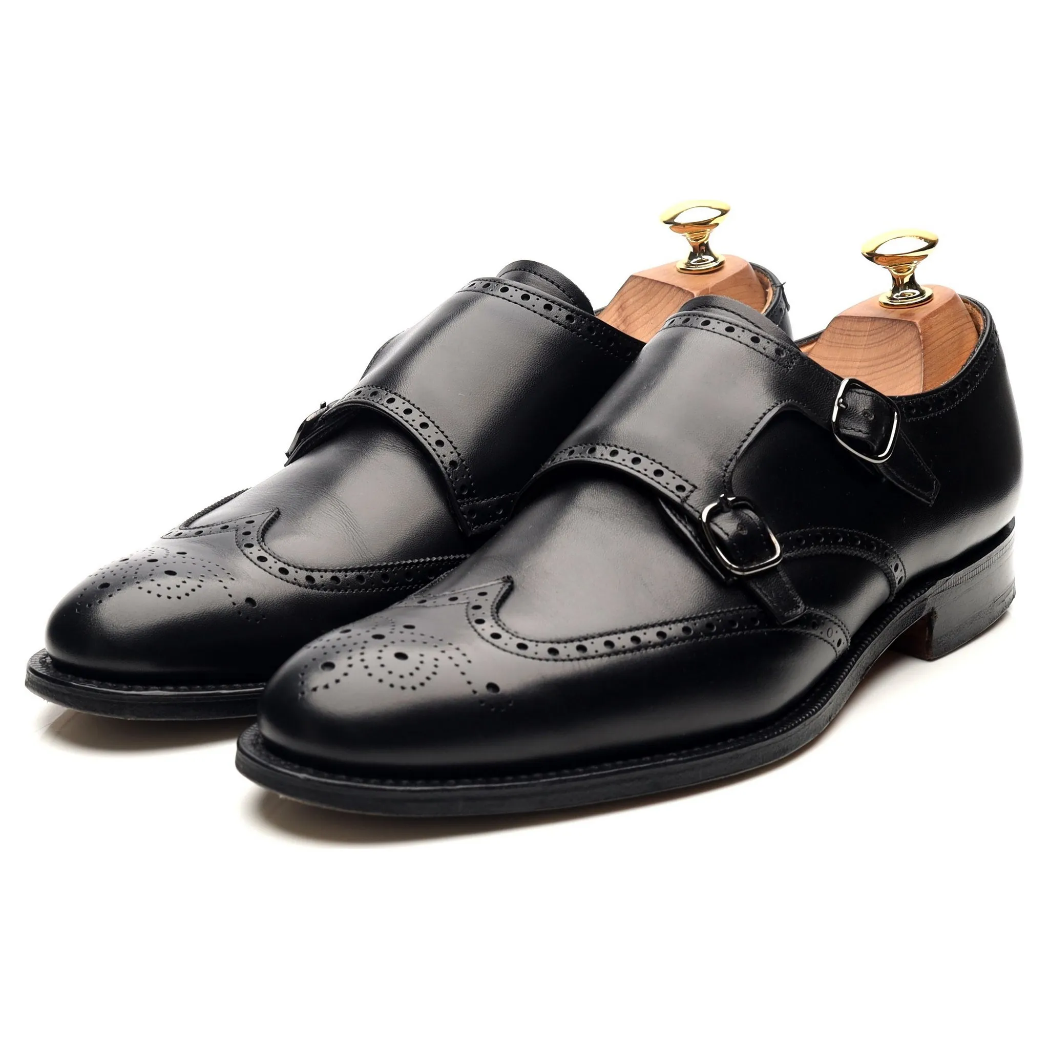 'Chicago' Black Leather Double Monk Strap UK 6.5 F