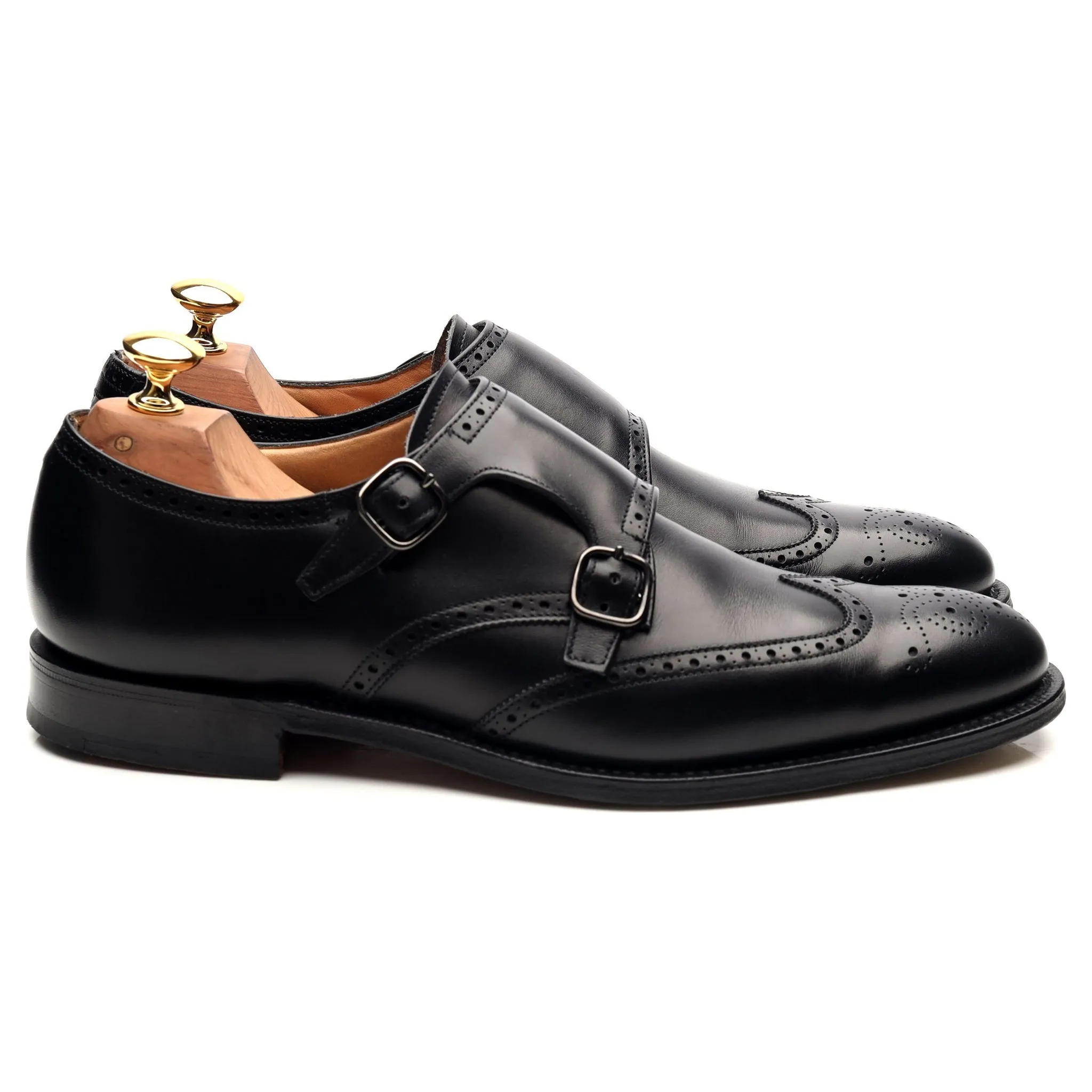 'Chicago' Black Leather Double Monk Strap UK 6.5 F