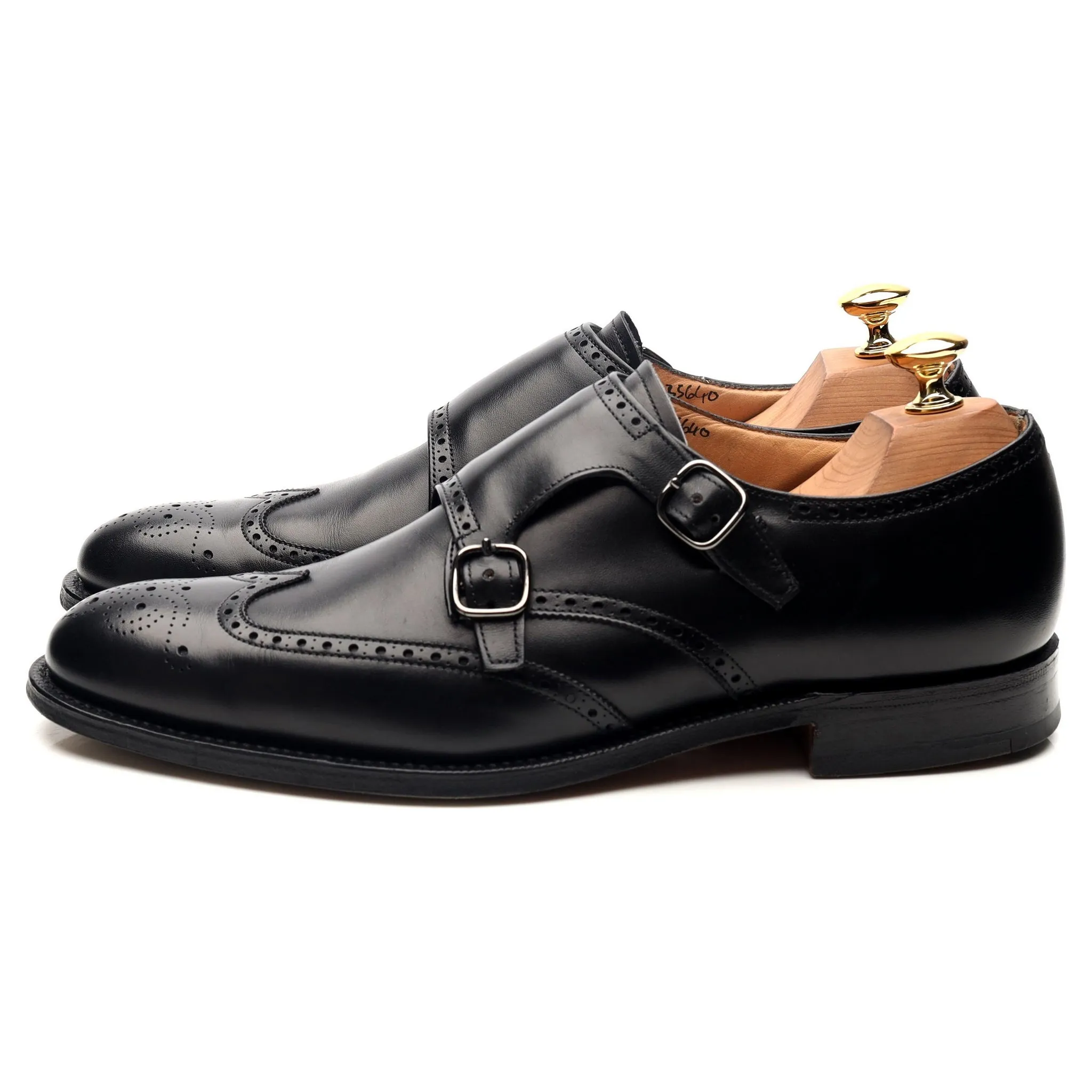 'Chicago' Black Leather Double Monk Strap UK 6.5 F