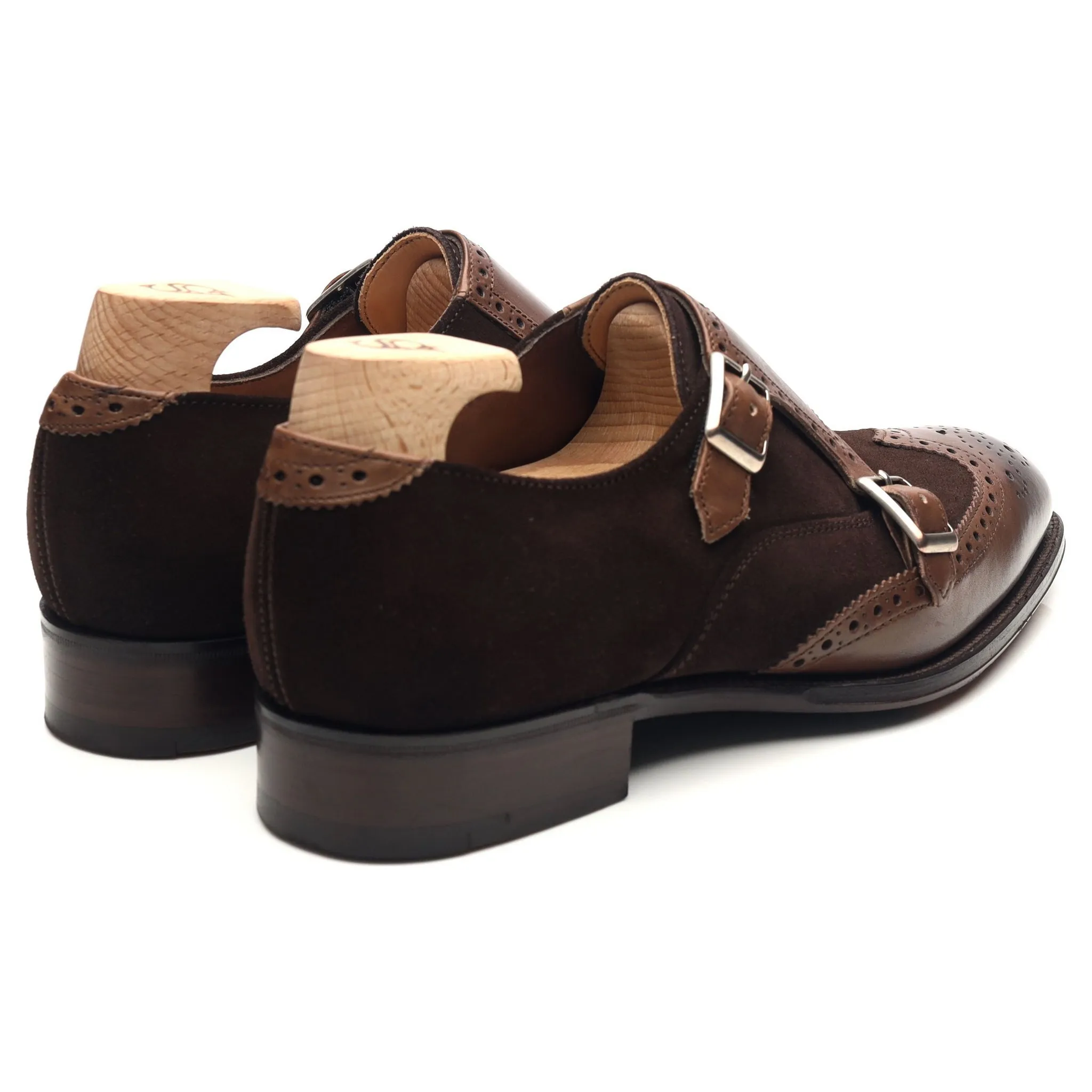 'Cooper' Brown Leather Double Monk Strap UK 7 F