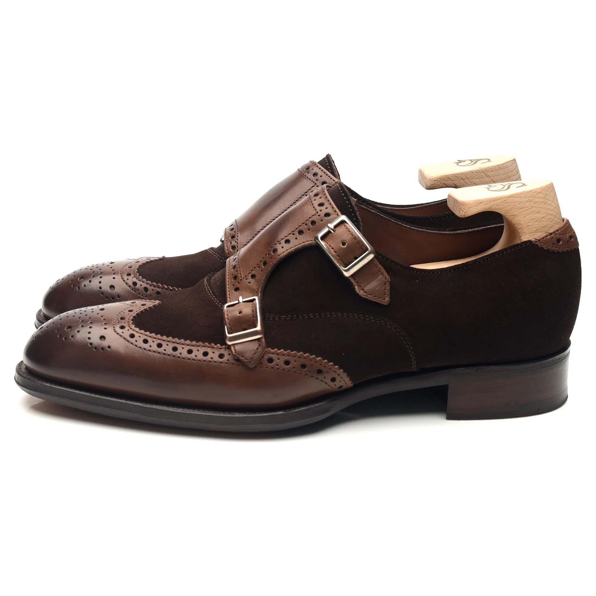 'Cooper' Brown Leather Double Monk Strap UK 7 F