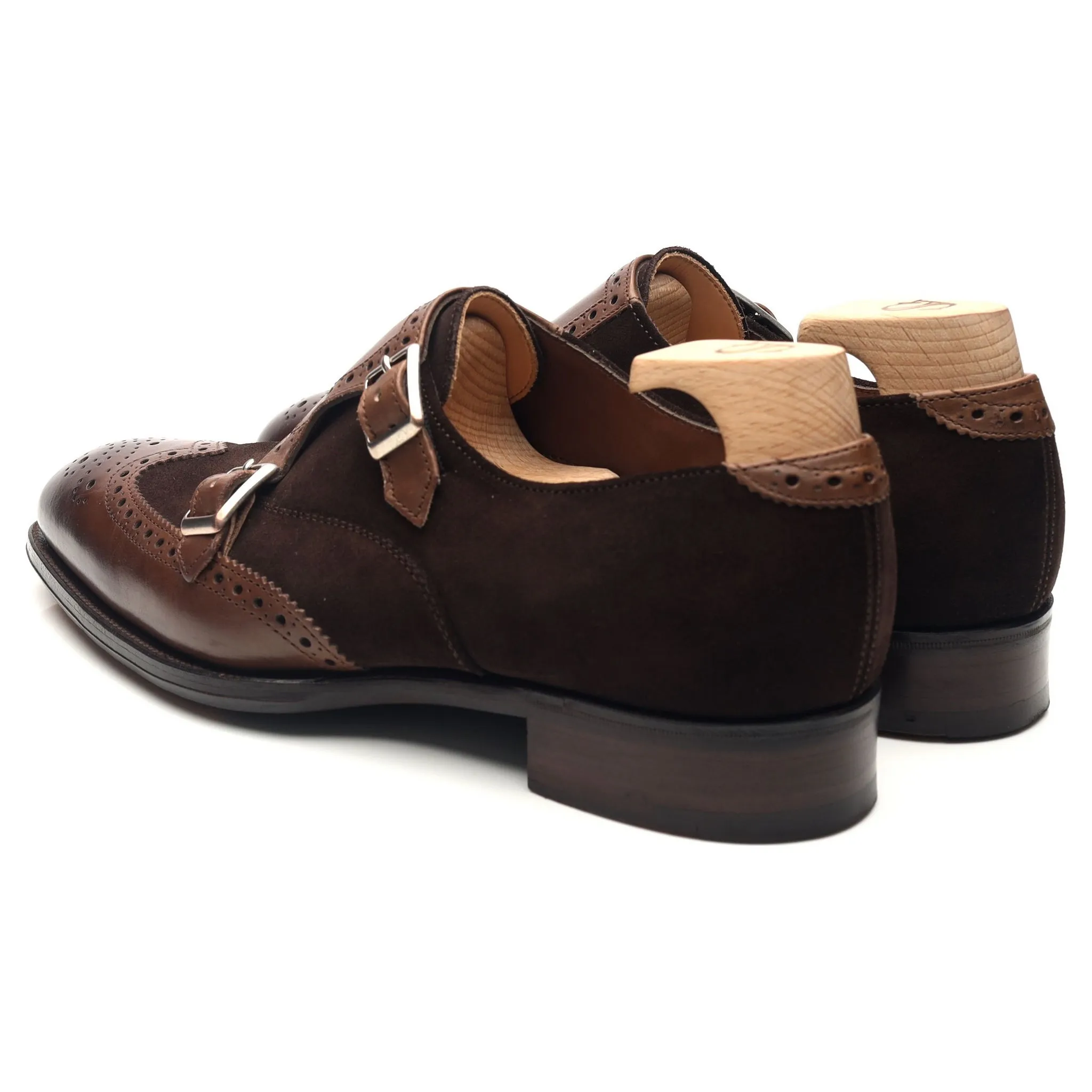 'Cooper' Brown Leather Double Monk Strap UK 7 F