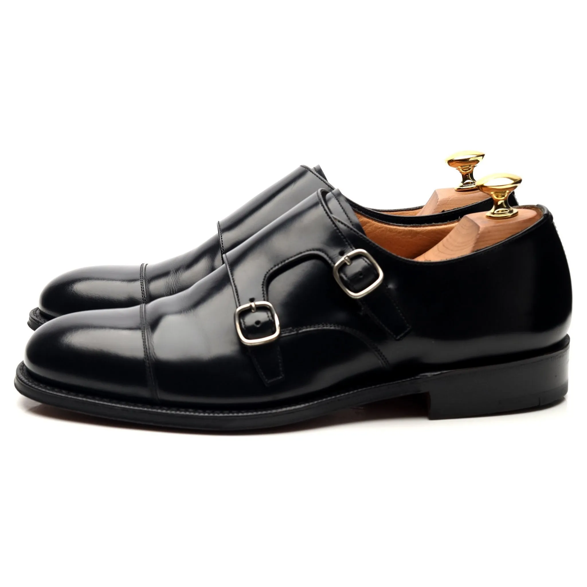 'Cowes' Black Leather Double Monk UK 6.5 G