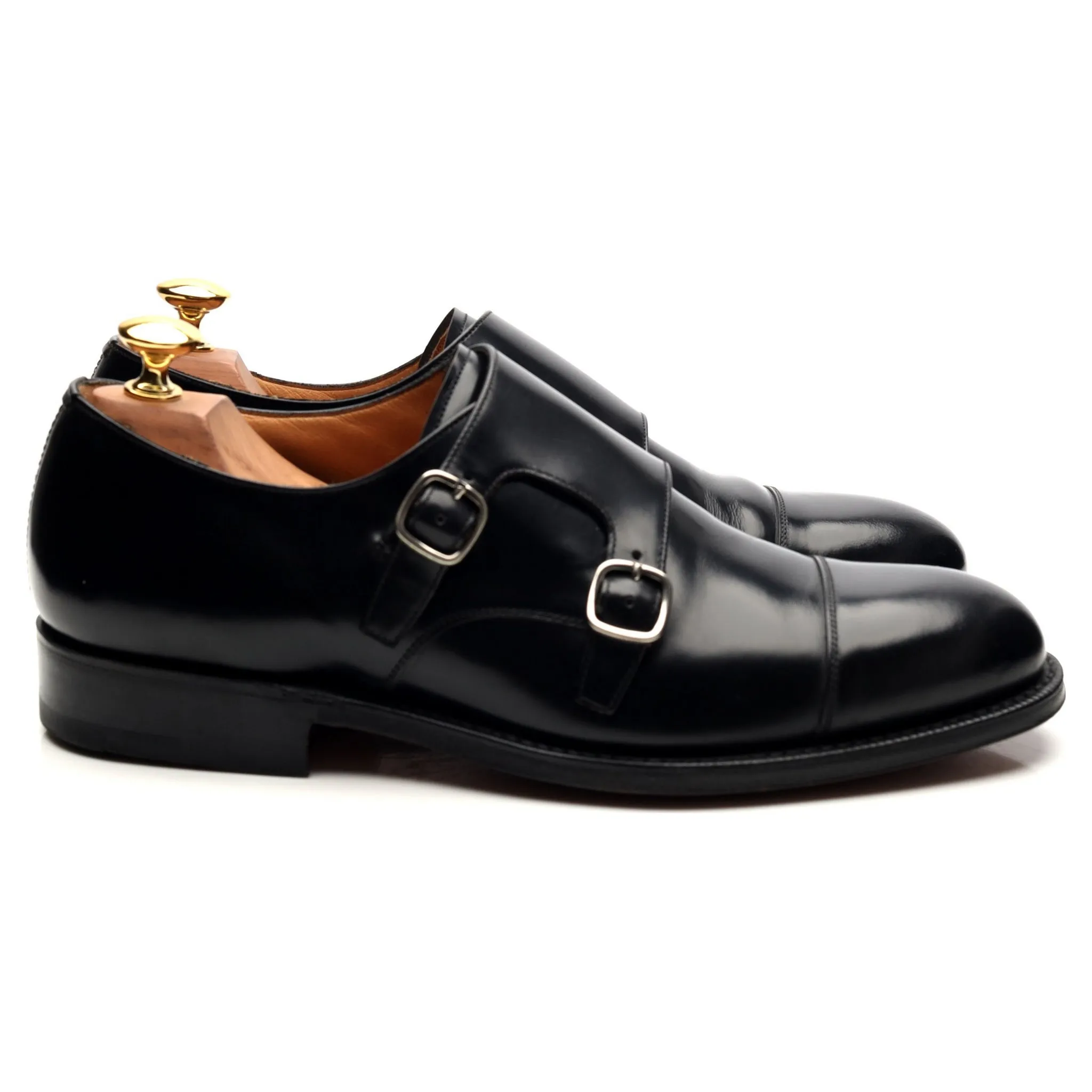 'Cowes' Black Leather Double Monk UK 6.5 G