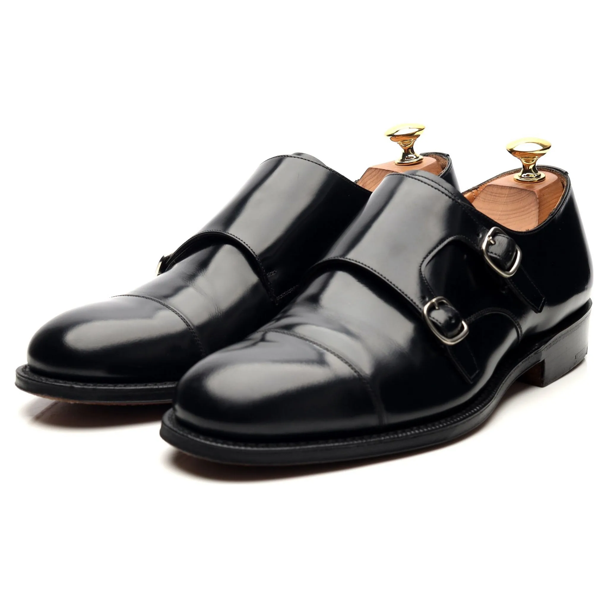 'Cowes' Black Leather Double Monk UK 6.5 G