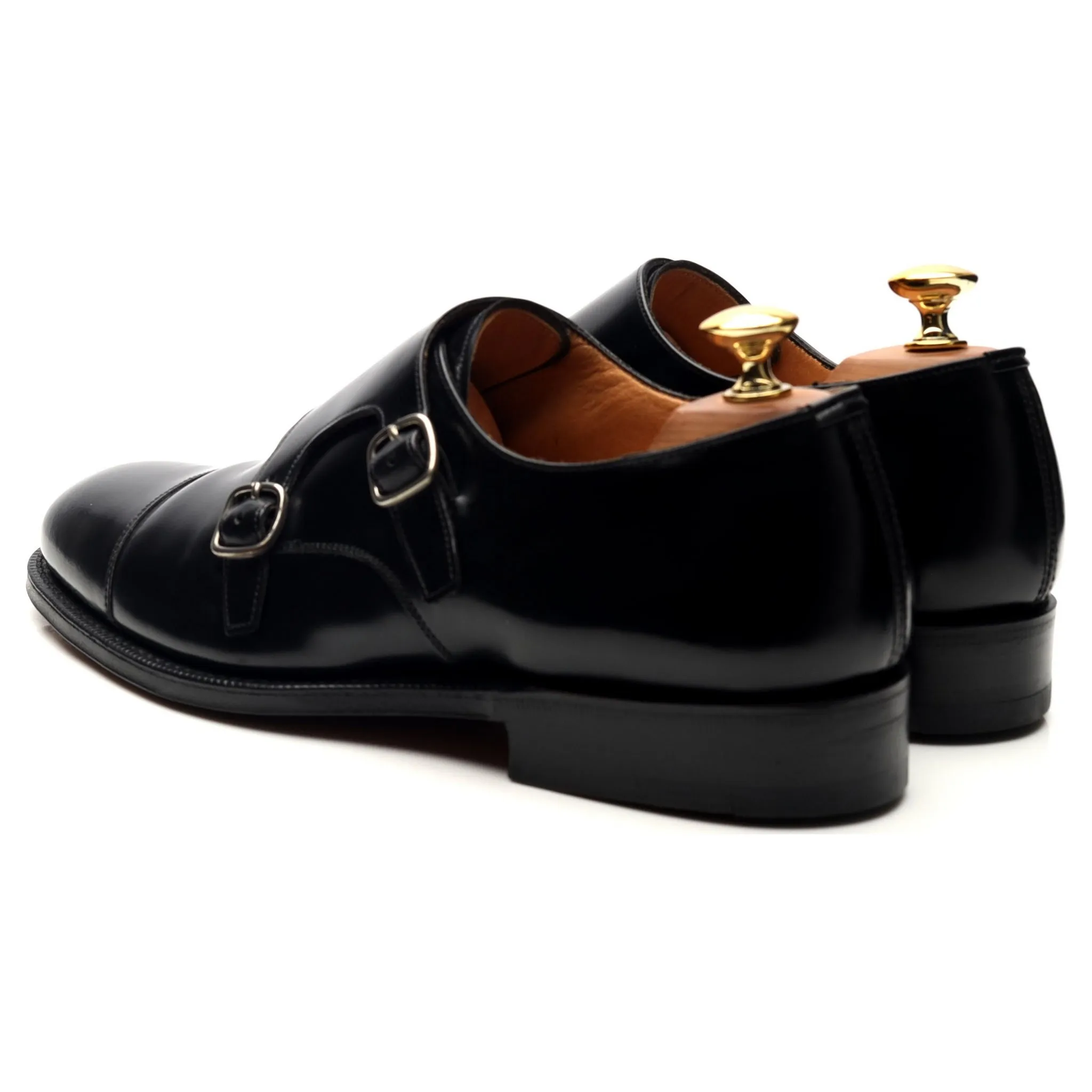 'Cowes' Black Leather Double Monk UK 6.5 G