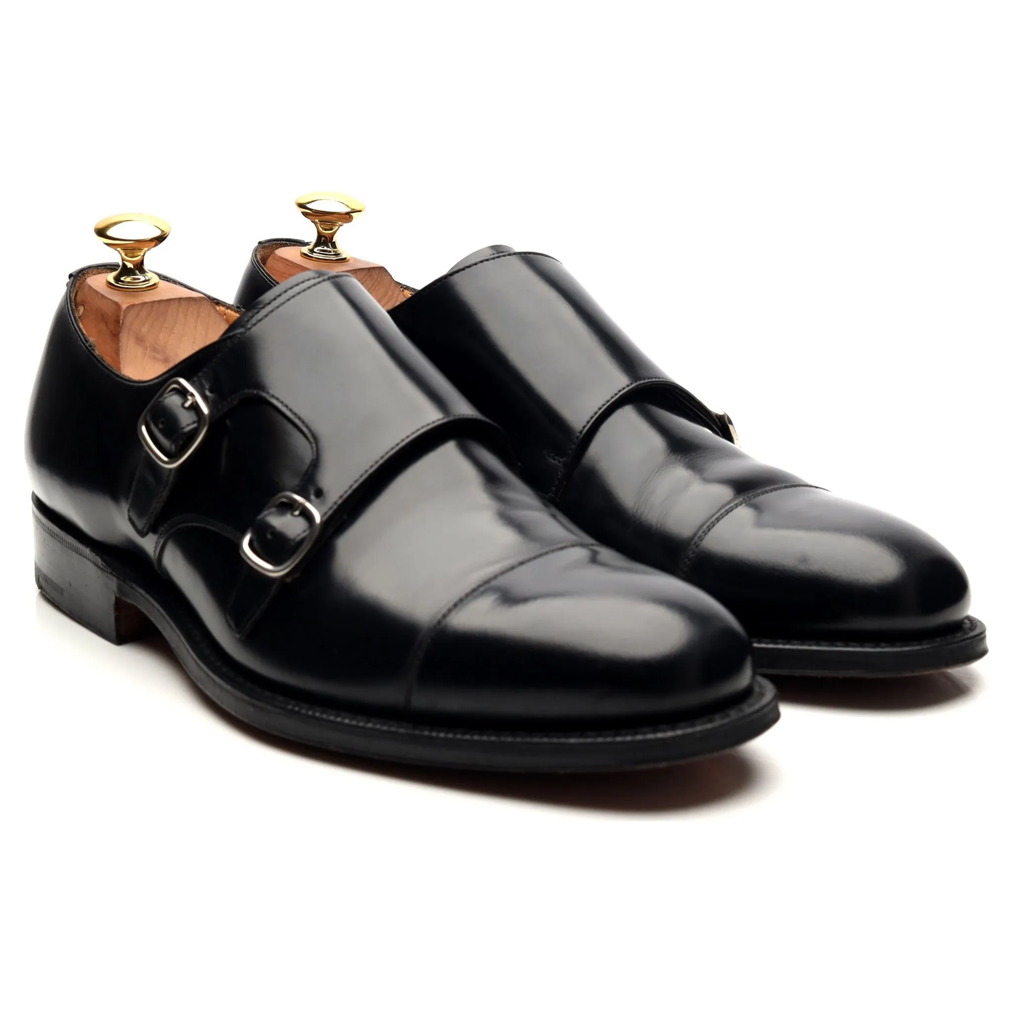 'Cowes' Black Leather Double Monk UK 6.5 G