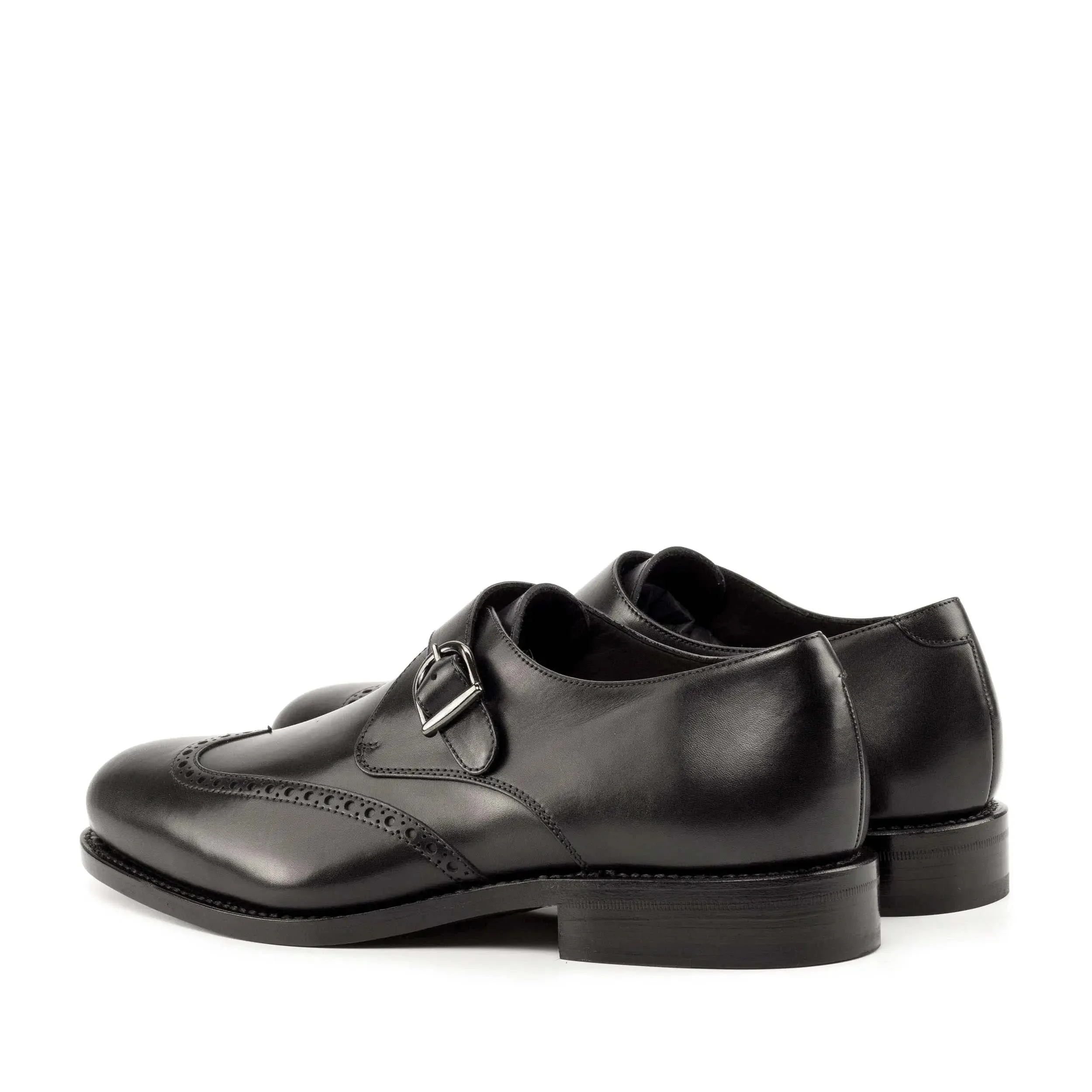 DapperFam Brenno in Black Men's Italian Leather Single Monk