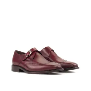 DapperFam Brenno in Burgundy Men's Italian Leather Single Monk