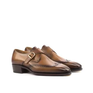 DapperFam Brenno in Cognac Men's Italian Leather Single Monk