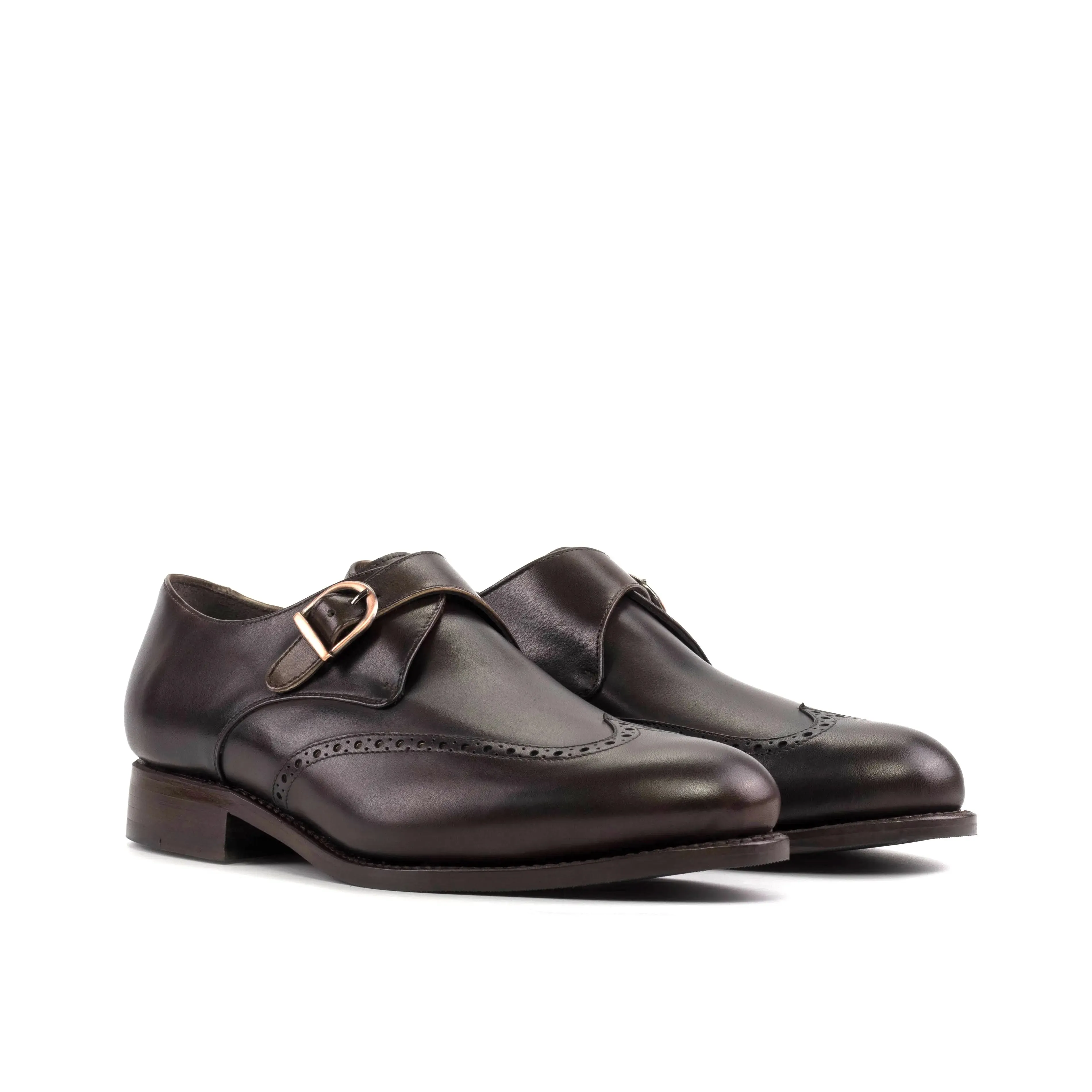 DapperFam Brenno in Dark Brown Men's Italian Leather Single Monk