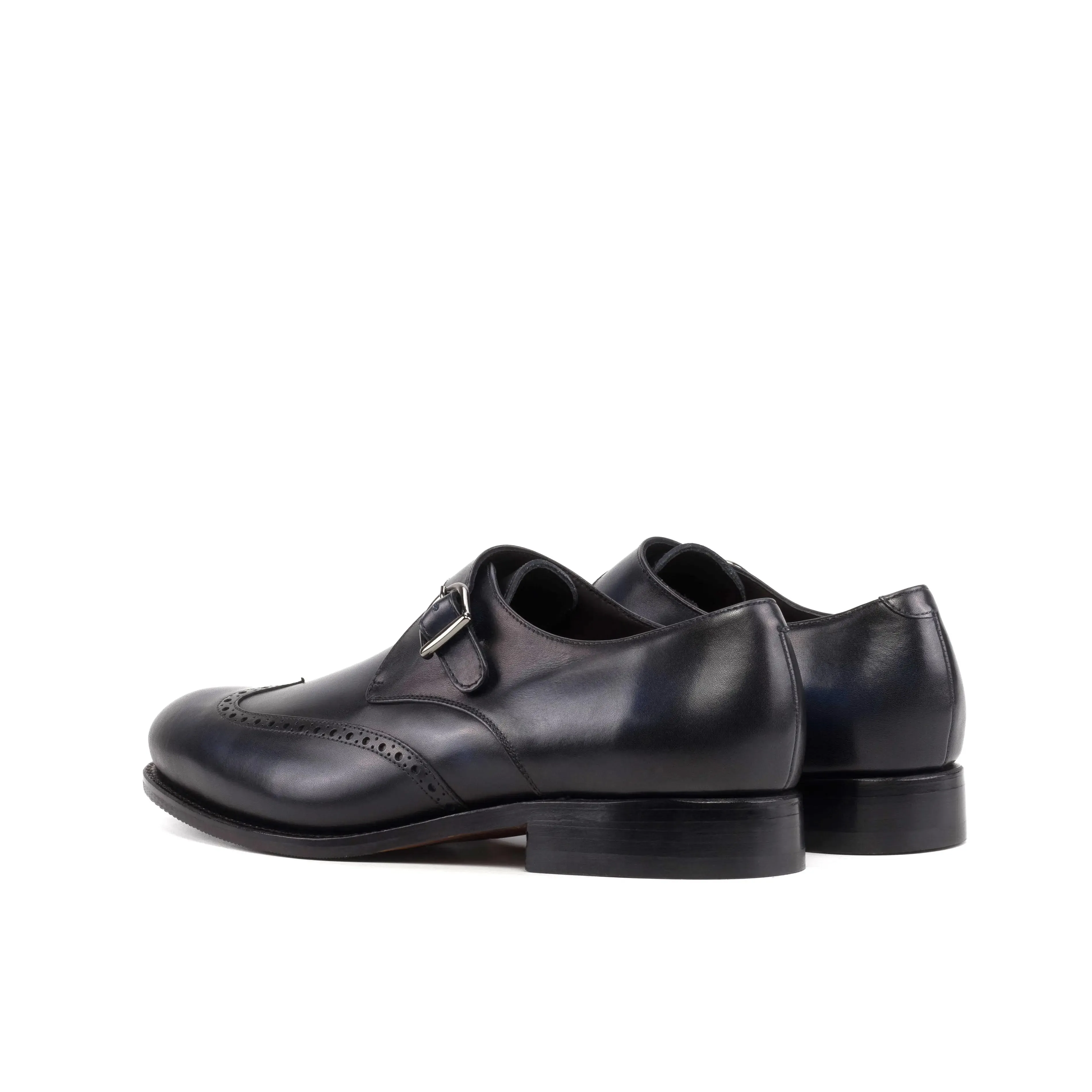 DapperFam Brenno in Navy Men's Italian Leather Single Monk