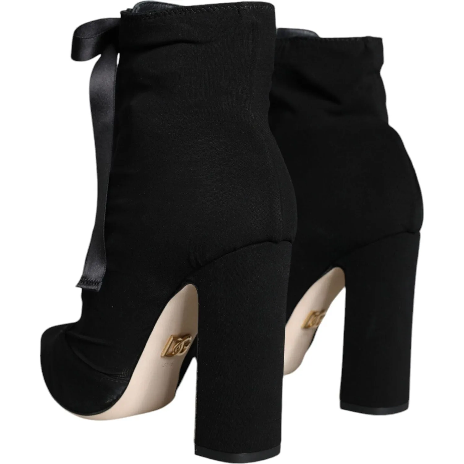 Dolce & Gabbana Black Jersey Stretch Ankle Booties Shoes