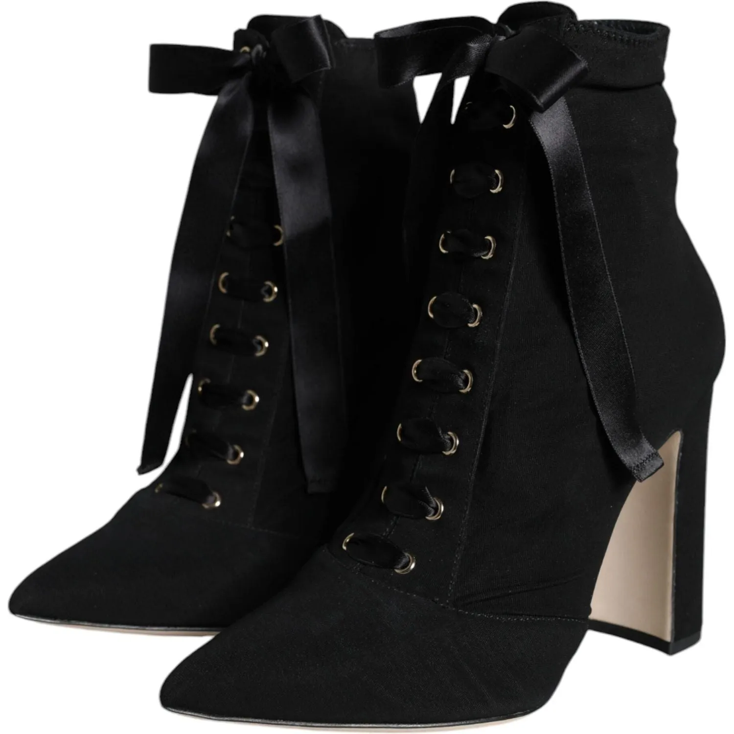 Dolce & Gabbana Black Jersey Stretch Ankle Booties Shoes