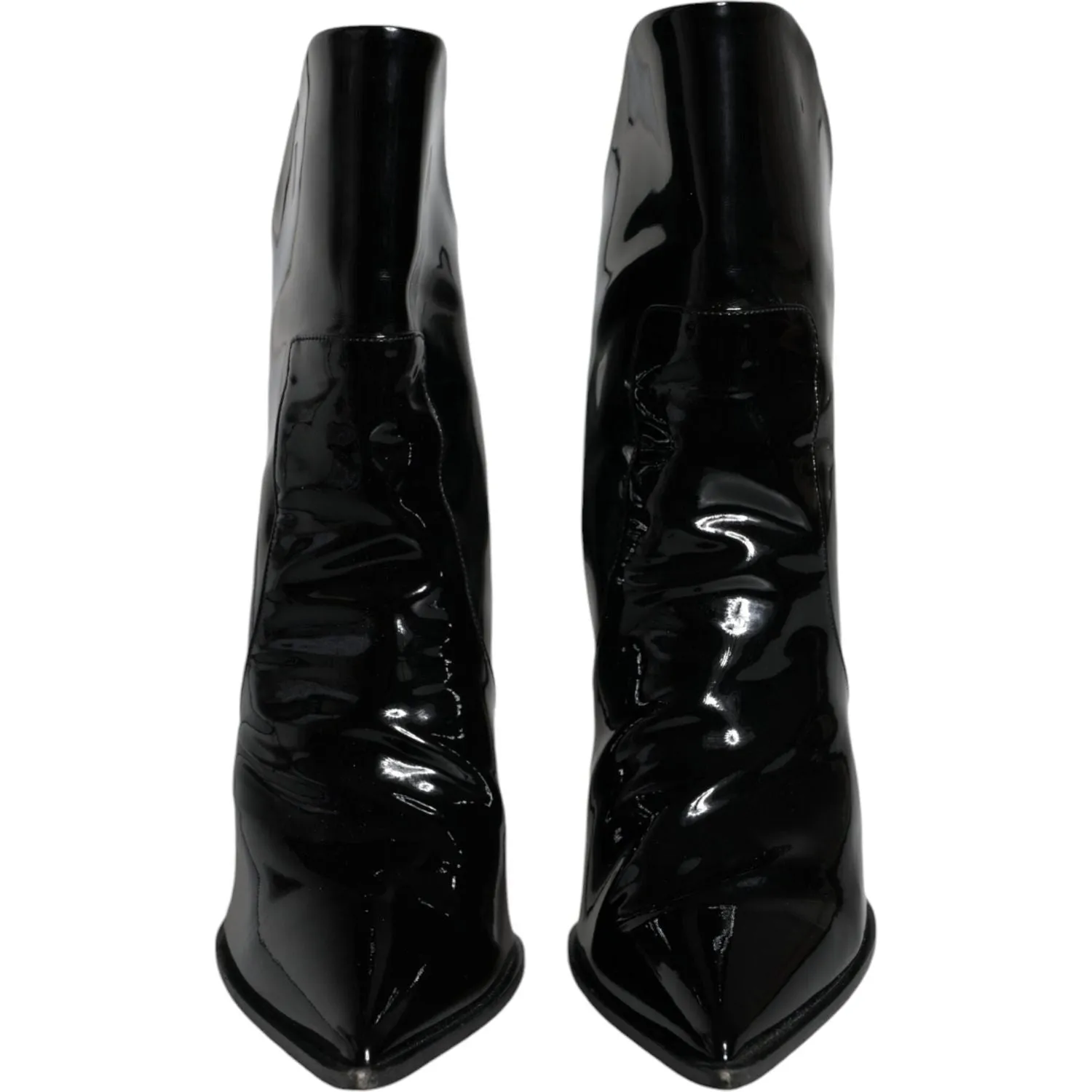 Dolce & Gabbana Black Patent Leather Pointed Ankle Boot Shoes