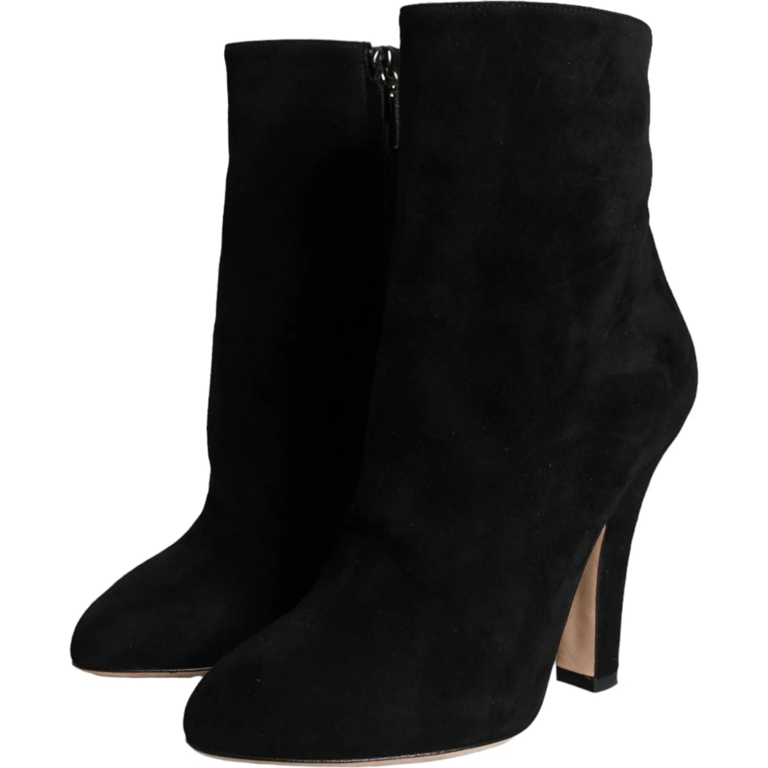 Dolce & Gabbana Black Suede Leather Mid Calf Boots Shoes