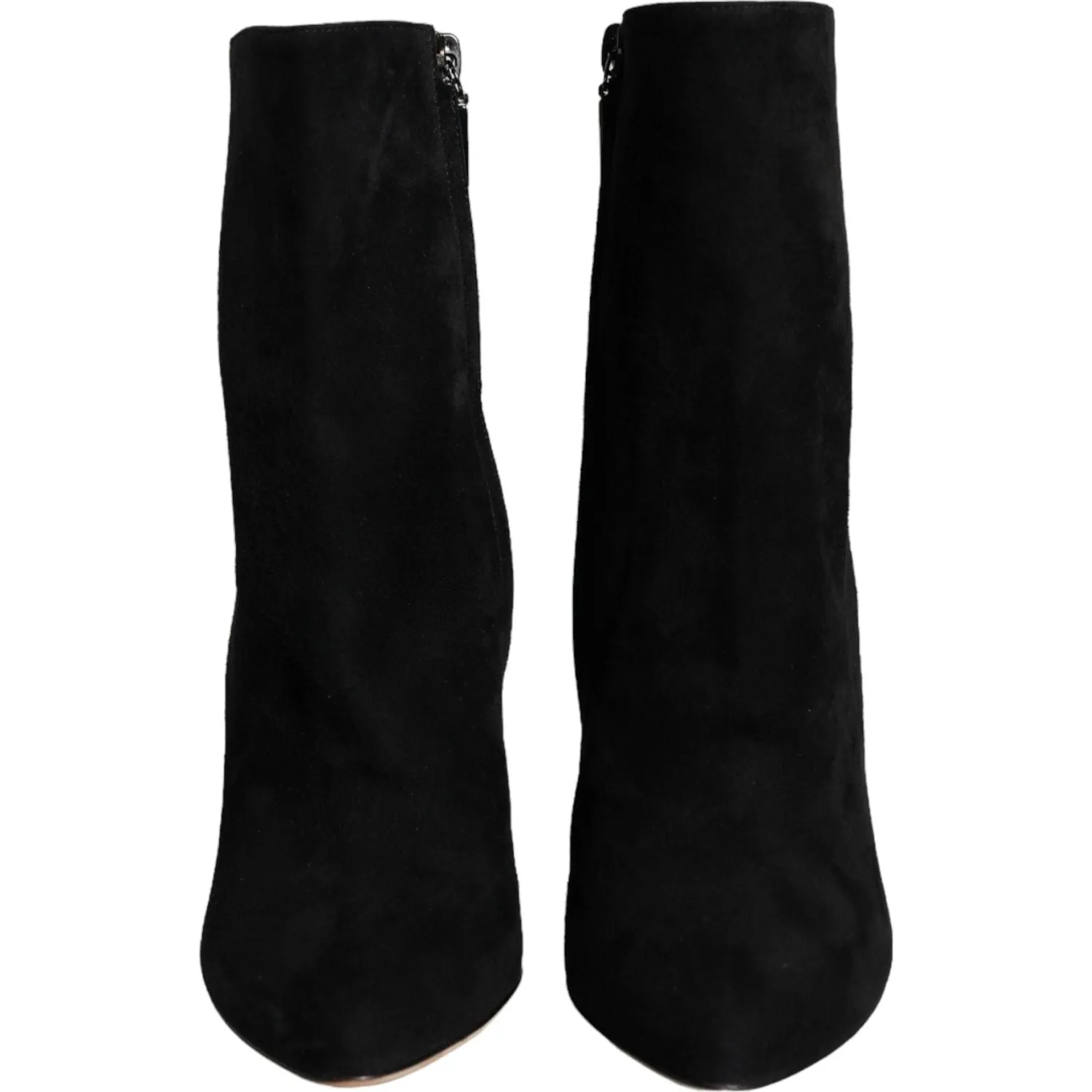 Dolce & Gabbana Black Suede Leather Mid Calf Boots Shoes