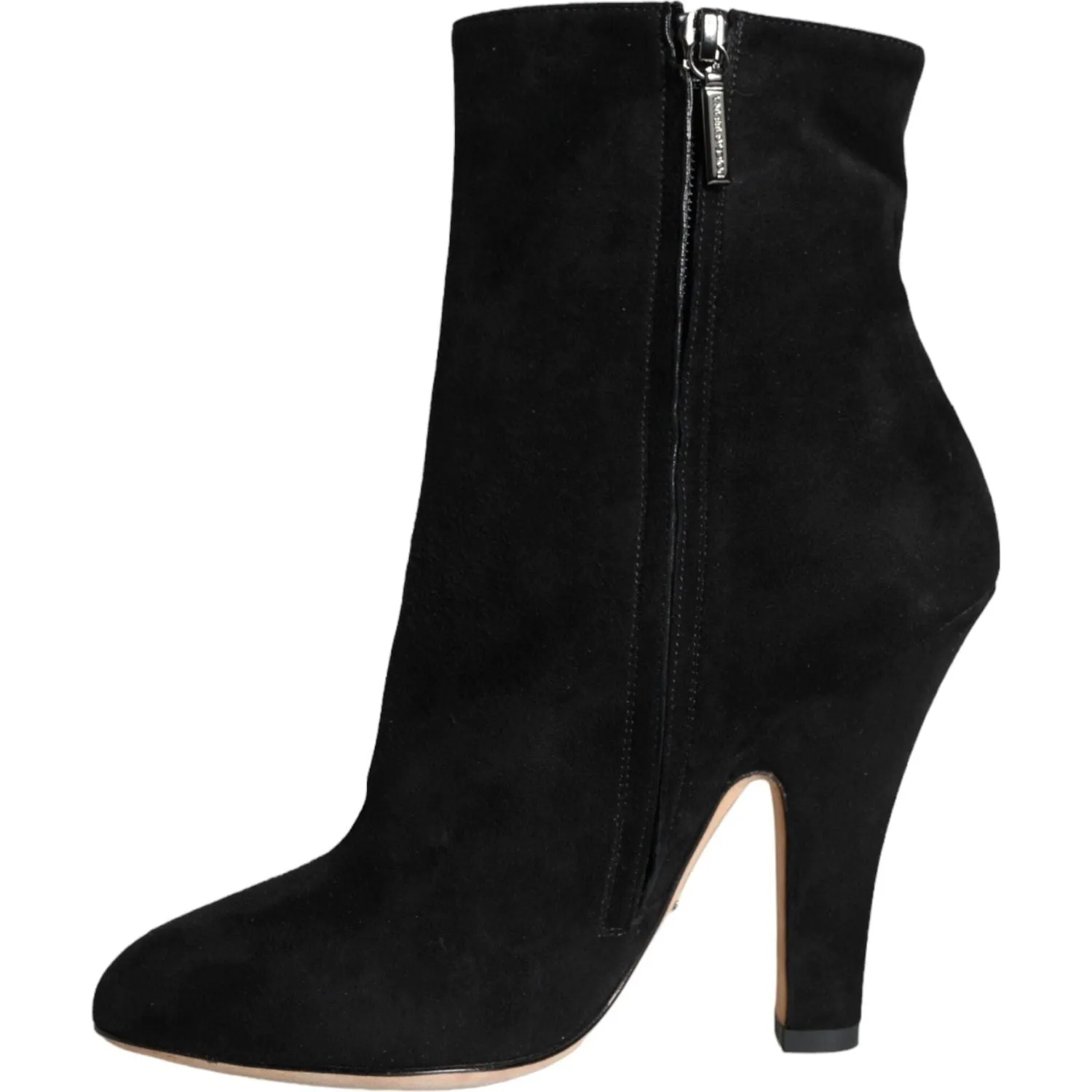 Dolce & Gabbana Black Suede Leather Mid Calf Boots Shoes