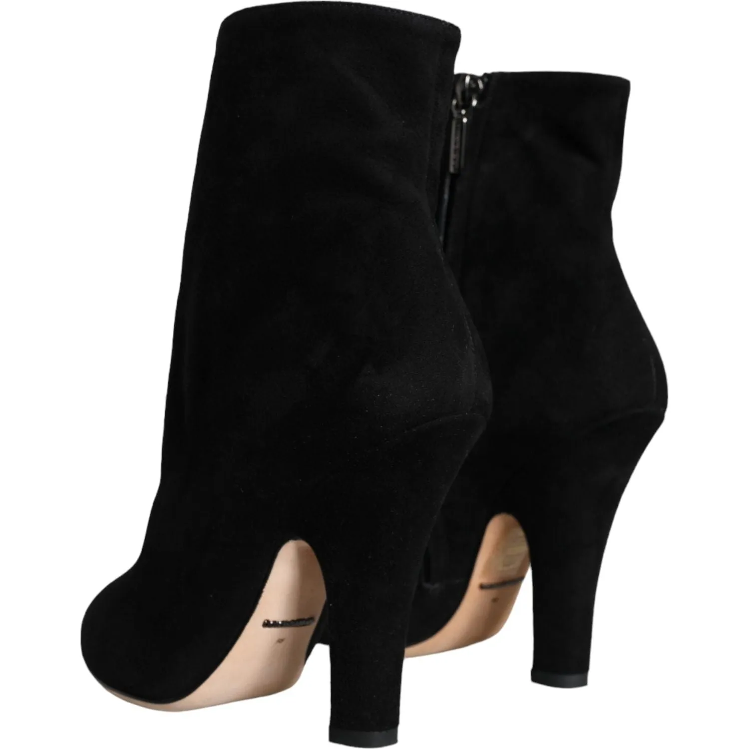 Dolce & Gabbana Black Suede Leather Mid Calf Boots Shoes