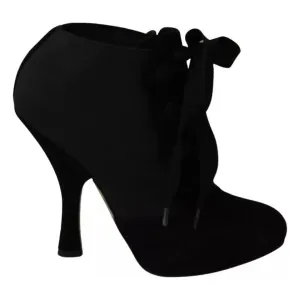 Dolce & Gabbana Black Suede Stretch Ankle Boots Booties Shoes