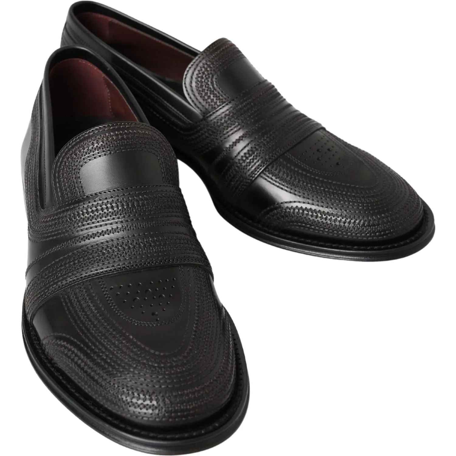 Dolce & Gabbana Elegant Black Leather Slipper Loafers