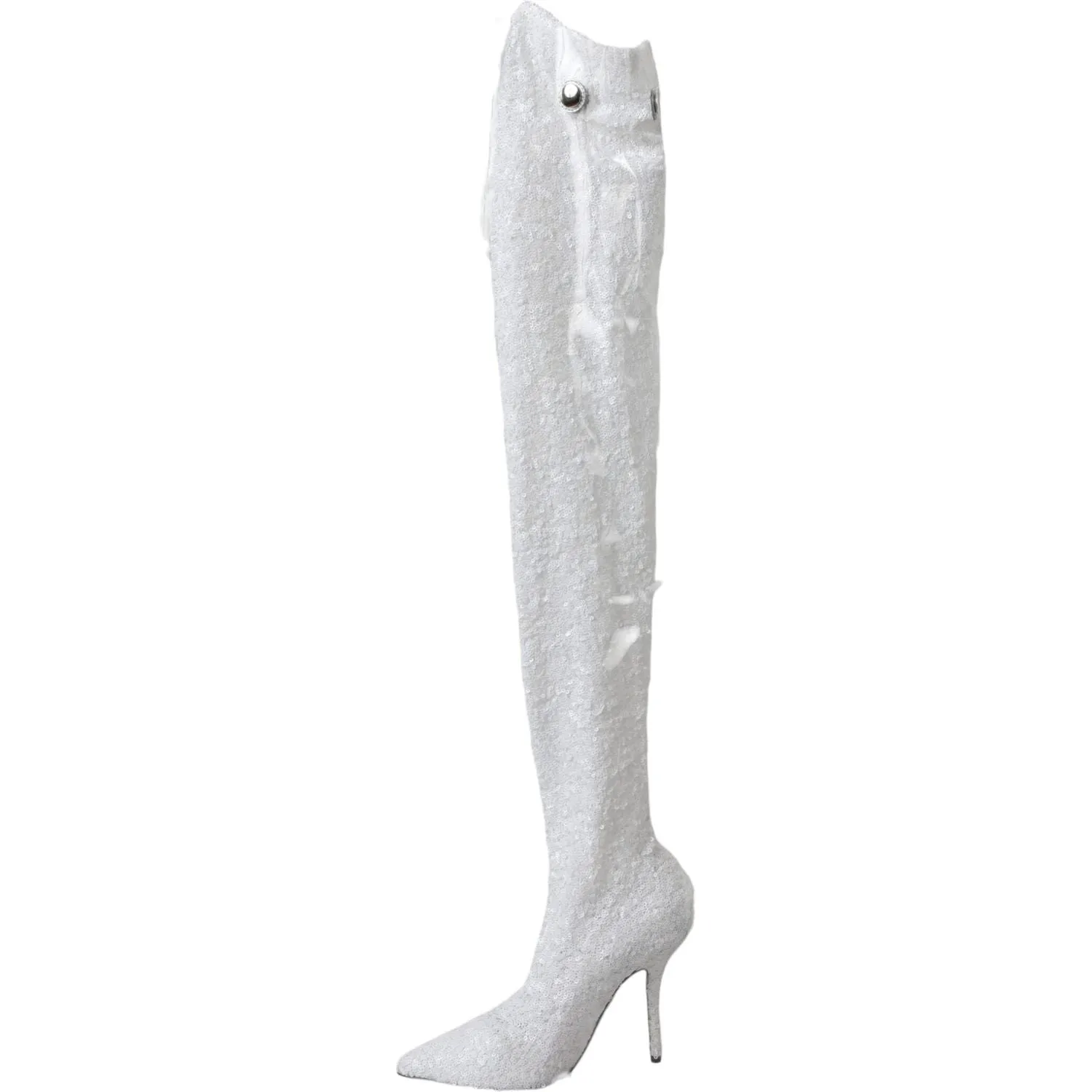 Dolce & Gabbana White Heels Stiletto Knee High Boots Shoes